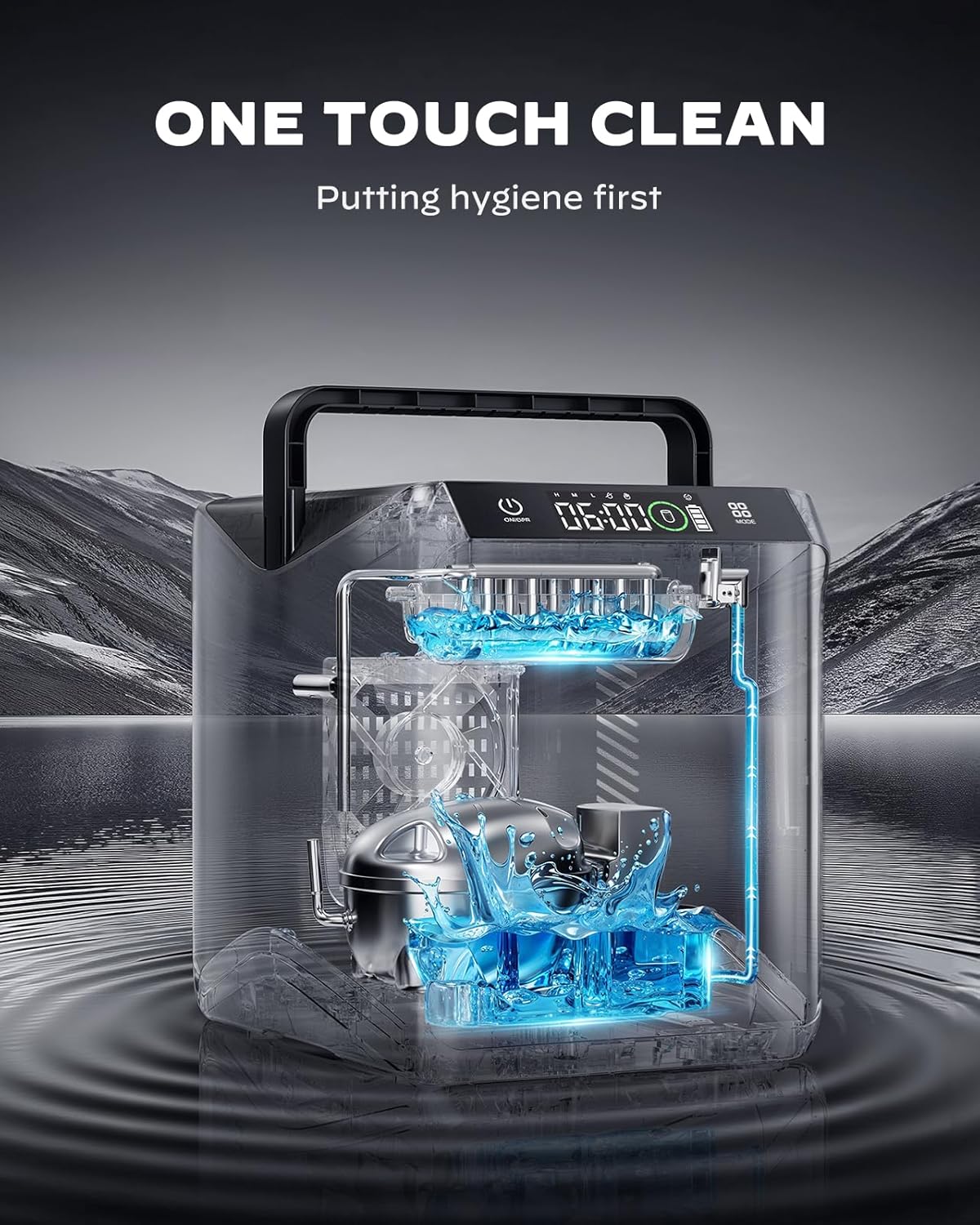 Silonn Battery-Powered Ice Maker with 4-Power, RV Ice Maker Countertop 12V/24V Car Charger 100-240V AC Solar-Ready, Portable Ice Machine 9 Cubes/6 Mins 22lbs/Day Auto-Clean for Camping RV Home Outdoor