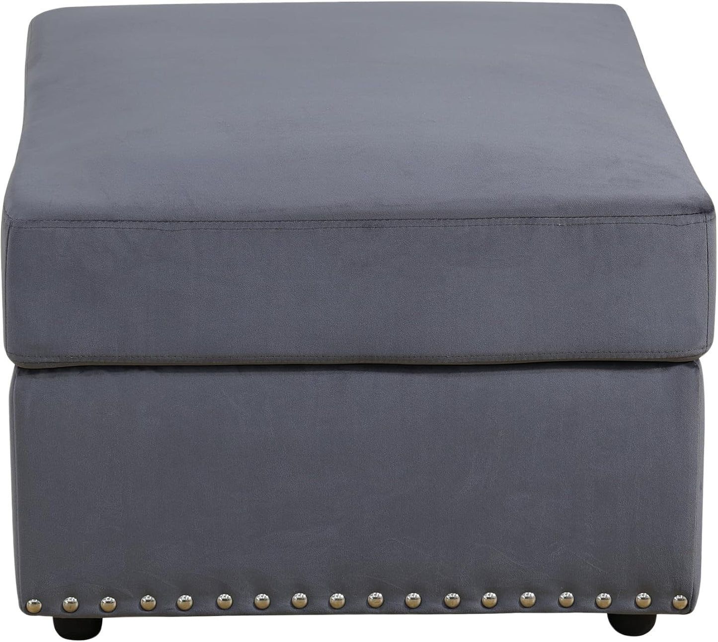 Ottoman Rectangular Storage Ottoman Bench, Flannel Footrest Stool Footstool with Lid for Living Room, Bedroom, Entryway, Brown, 33.5"x25.5"x18"