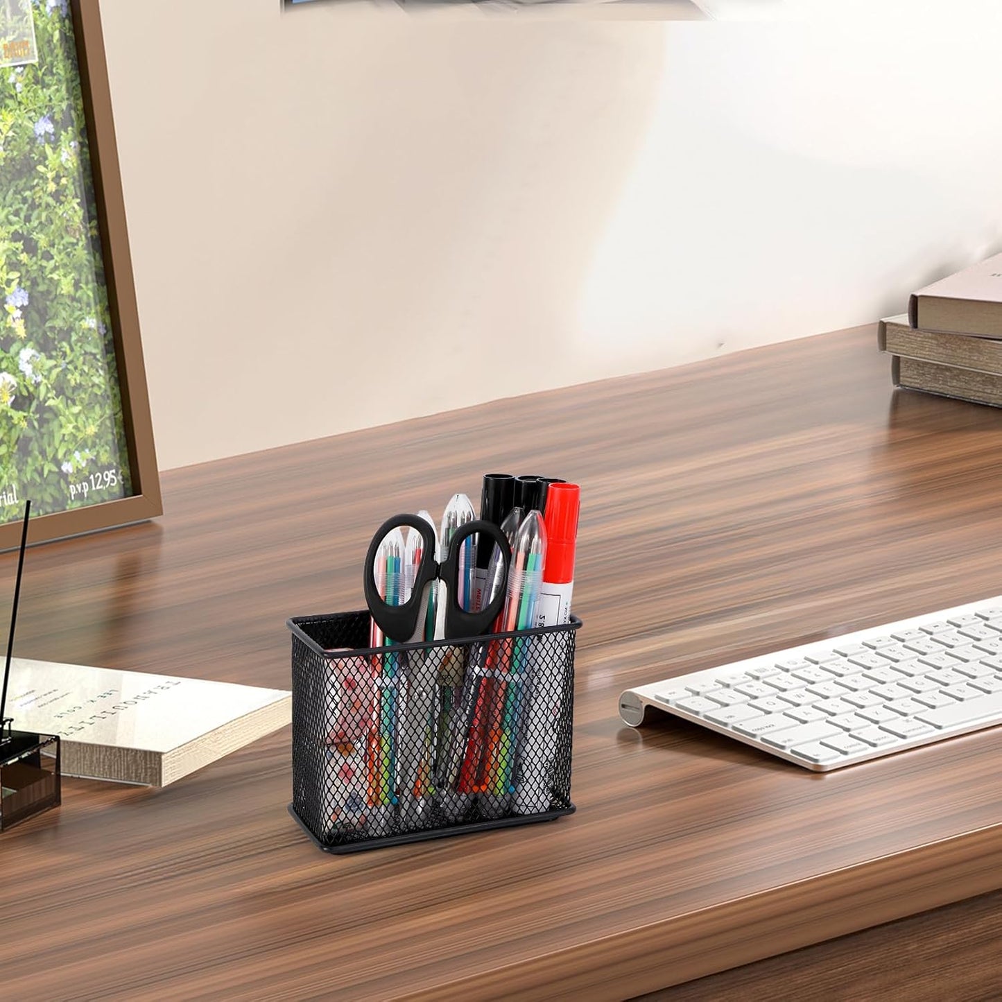 4.5'' × 2.2'' × 3.5'' Magnetic Basket for Whiteboard Black Magnetic Basket for Fridge Magnetic Organizer Holder with 4 Strong Magnets Magnetic Holder for Refrigerator Locker, Set of 2