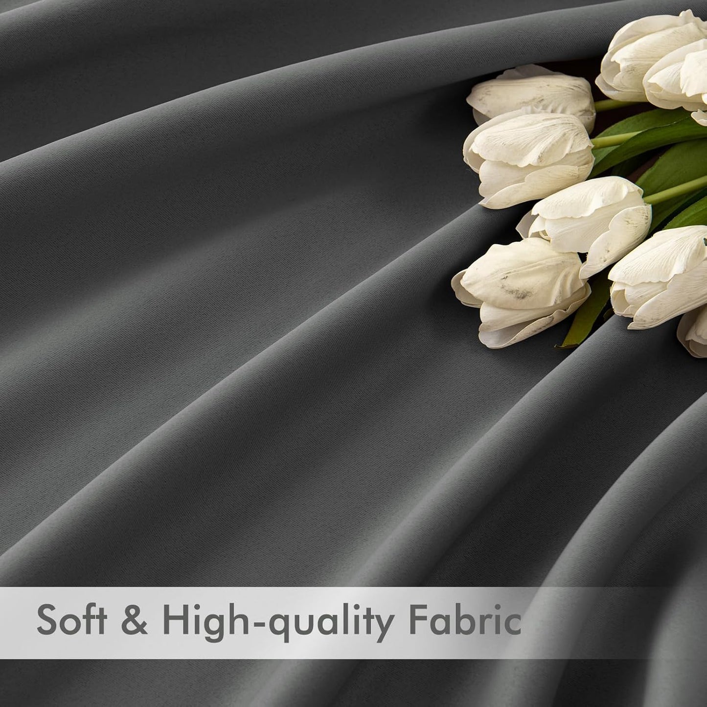 MIULEE Grey Back Tab Blackout Curtains 63 Inch Length 2 Panels Set for Living Room Bedroom Privacy, Rod Pocket/Pinch Pleat Thermal Insulated Room Darkening Pleated Light Blocking Drapes