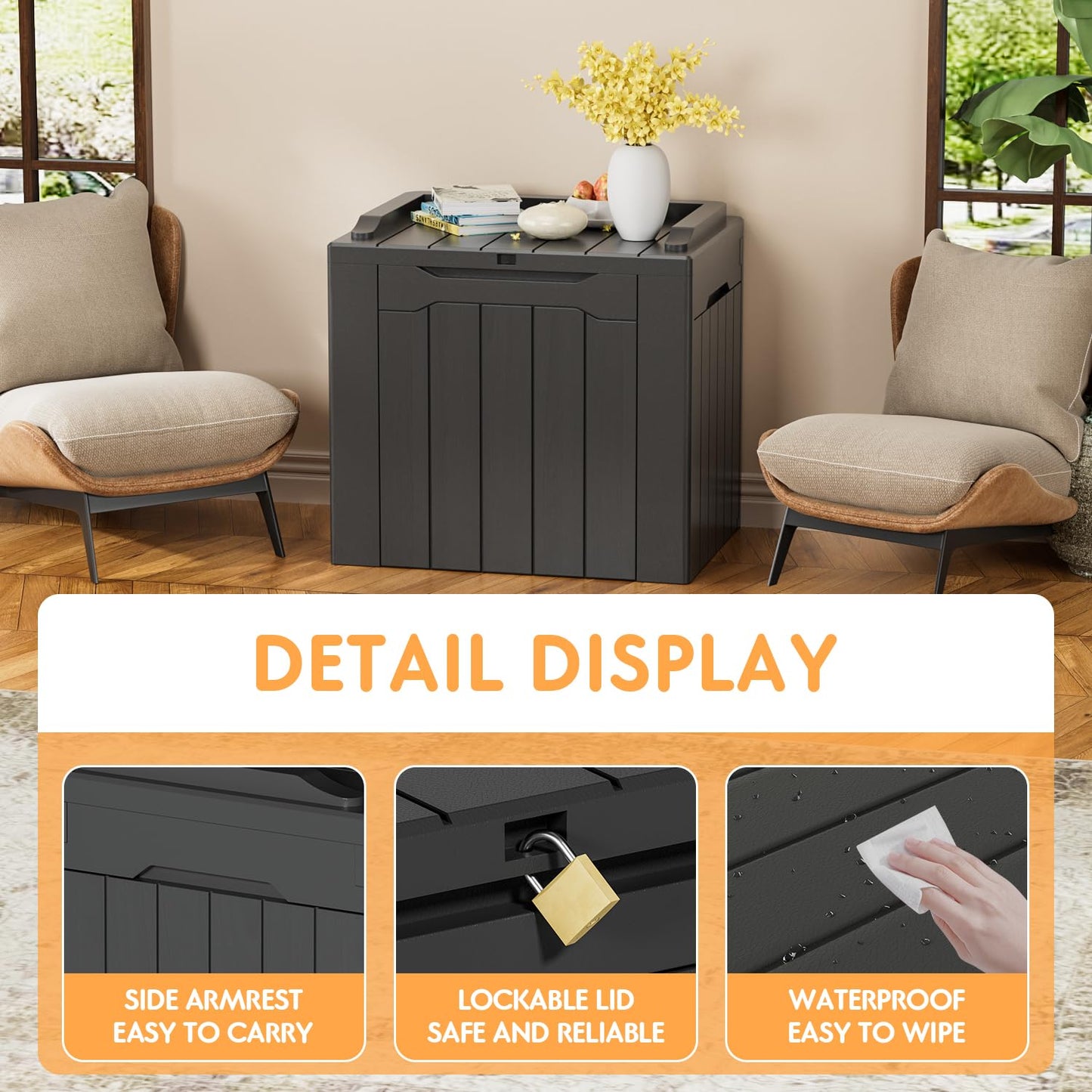 YESHOMY 30 Gal Plastic Storage Bins with Lid Stackable Box Organizers for Living Room, Office