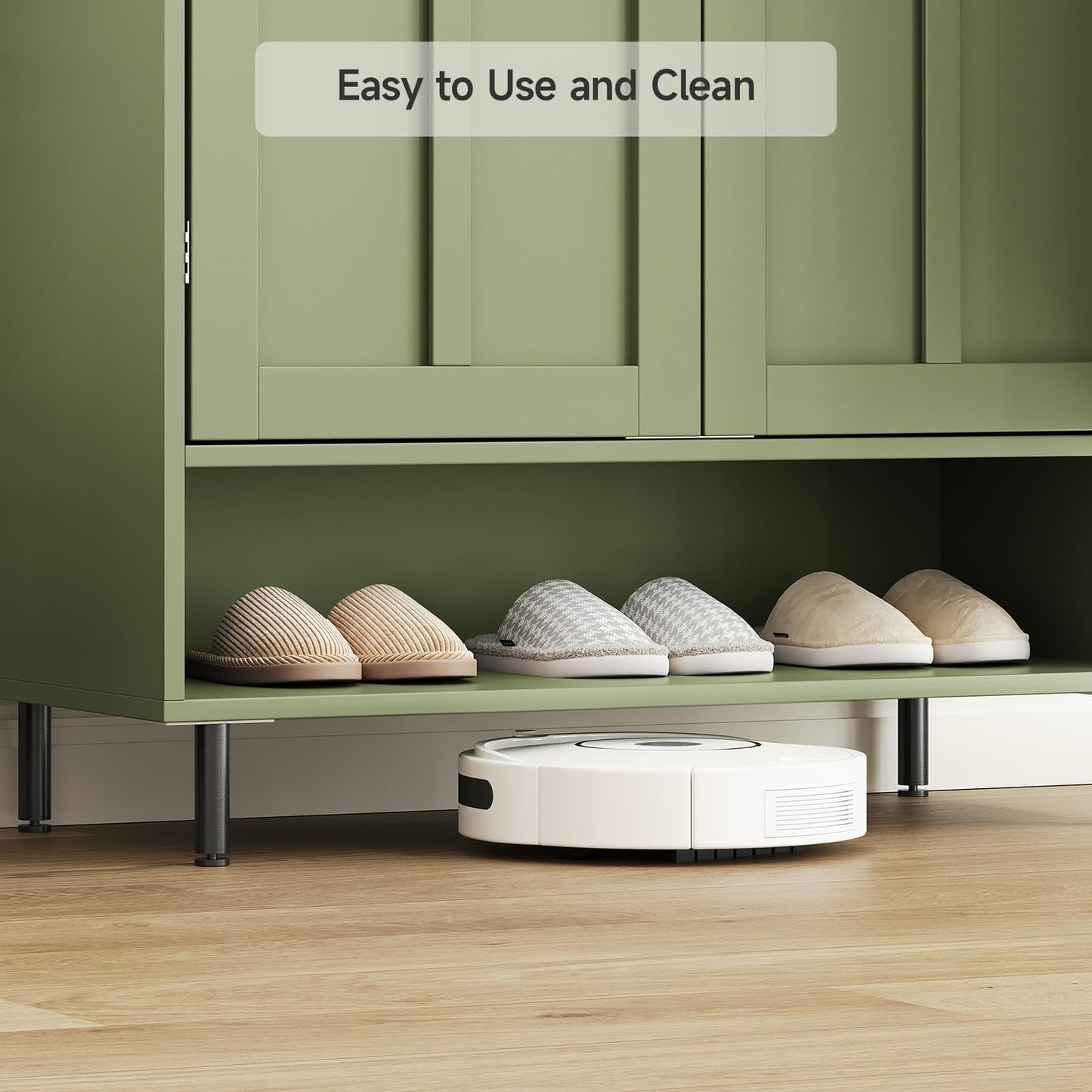 ComfyCorner Shoe Cabinet with Cross Molding Doors, 6-Tier Storage, Green