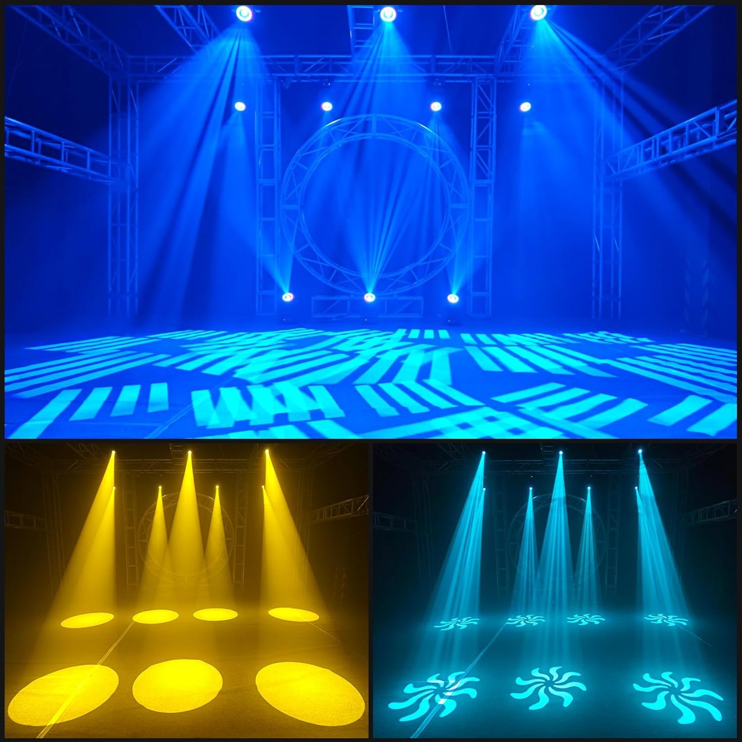 DJCLUB Moving Head Lights LED 100W Spot Effect with 6 Rotating & 7 Gobos 8 Colors Projector 5-Facet Prism by DMX512 Control Stage Lights for Disco Bar Wedding Party (LED 150W Moving Head)