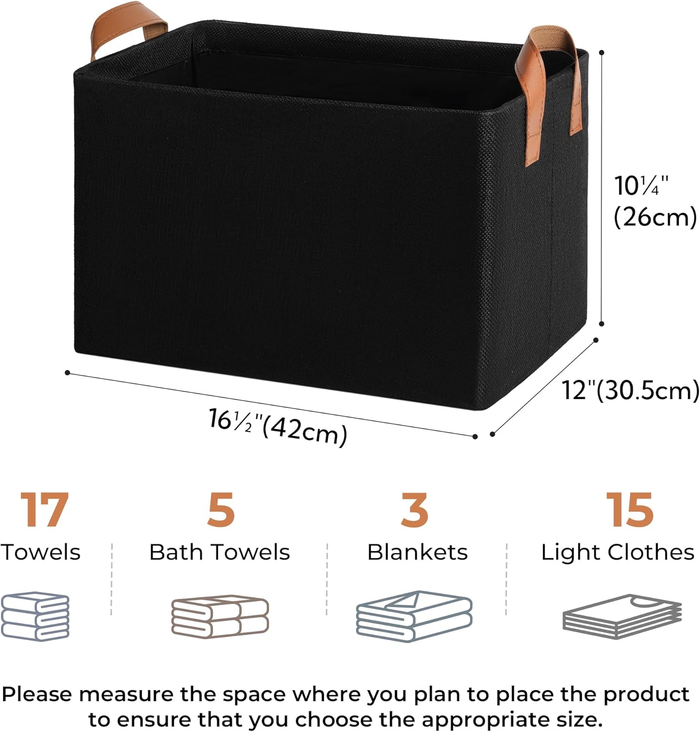 GRANNY SAYS Storage Baskets for Shelves, Closet Organizer Bins, Clothes Storage Bins with Metal Frame, Extra Large Baskets for Organizing and Storage, Collapsible, Black, 2-Pack