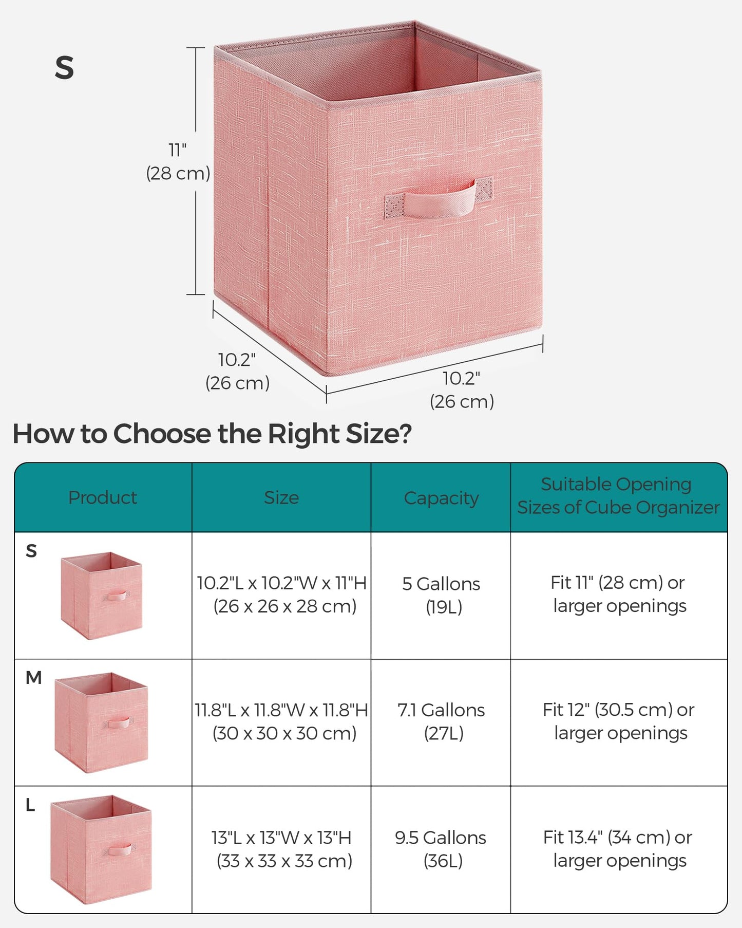 SONGMICS Storage Cubes, Set of 6, 11-Inch Foldable Closet Organizers