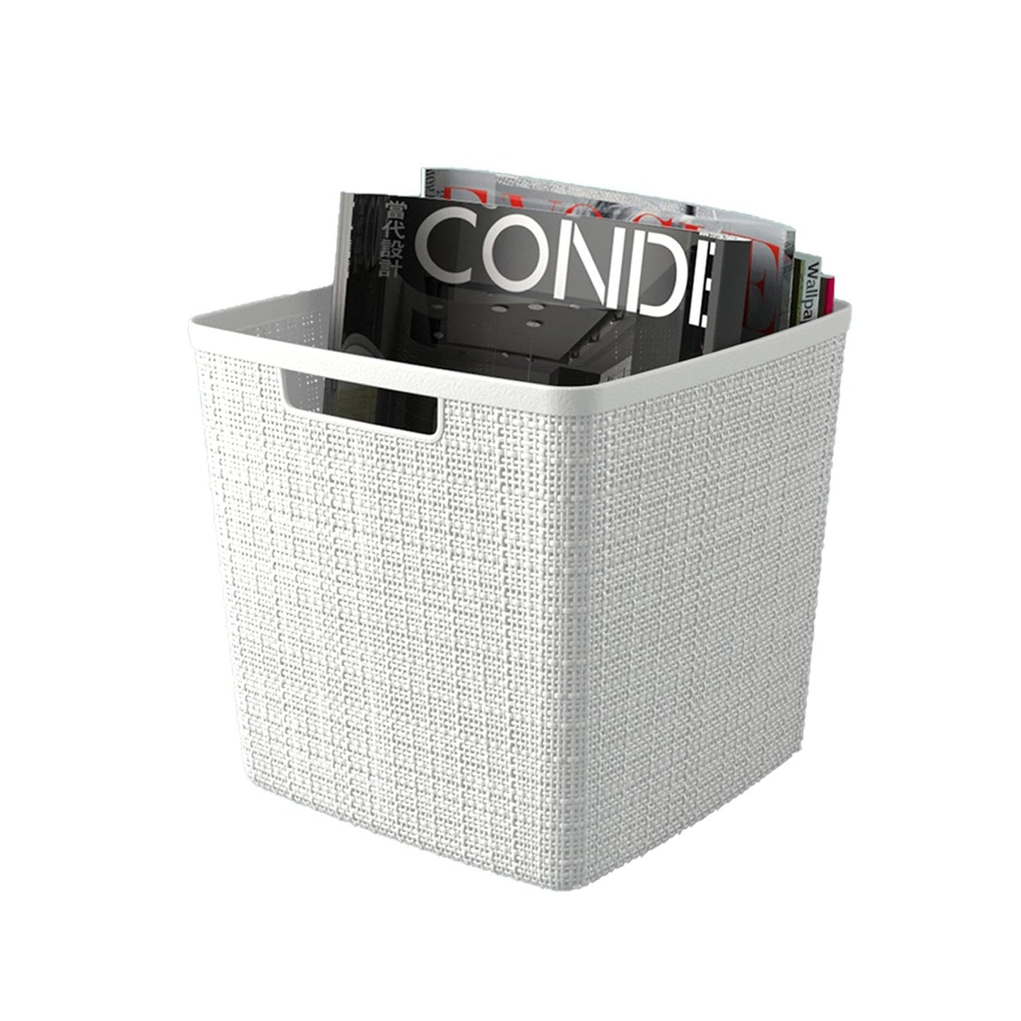 Curver Set of 4 Large Cube 17L Jute Decorative Plastic Organization and Storage Baskets - Perfect