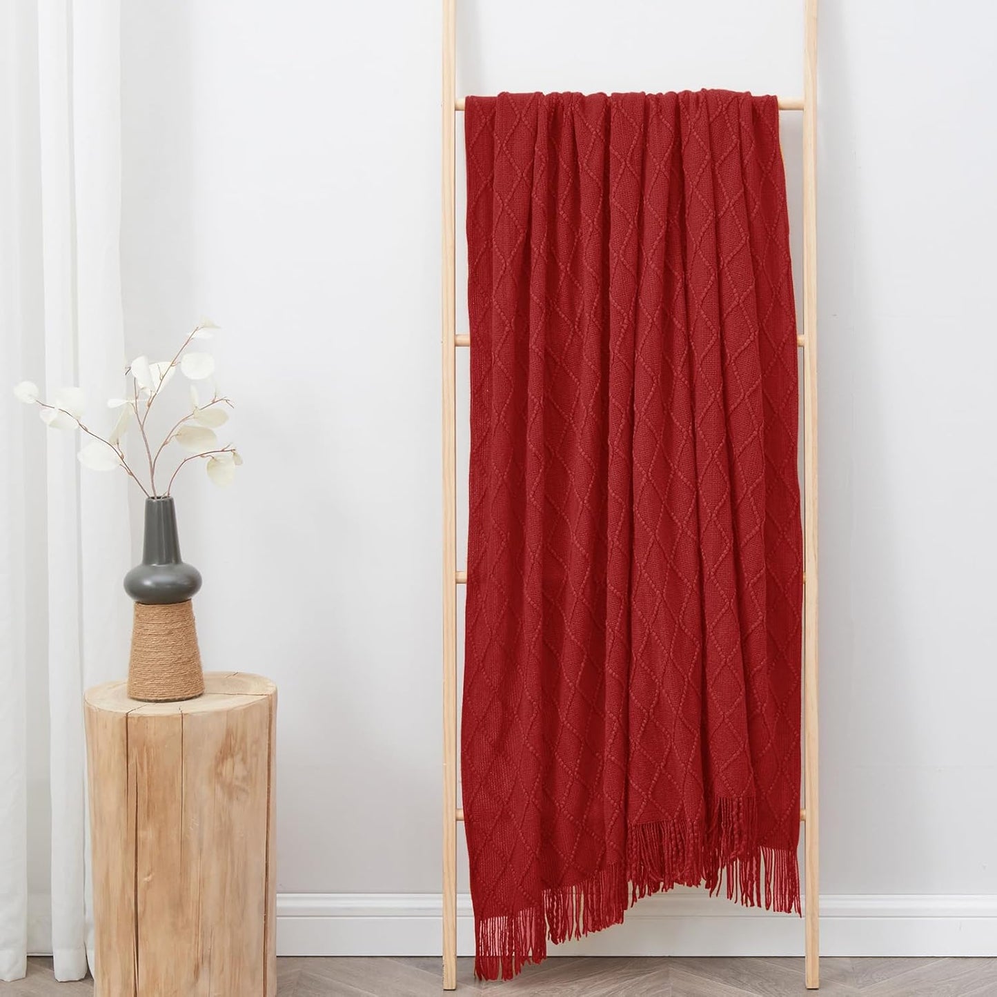 inhand Knitted Throw Blanket for Couch and Bed, Soft Living Room Home Decor Knitted Blanket with Tassel, Outdoor Lightweight Breathable Summer Blanket, Farmhouse Warm Woven Decorative, 50"x60"