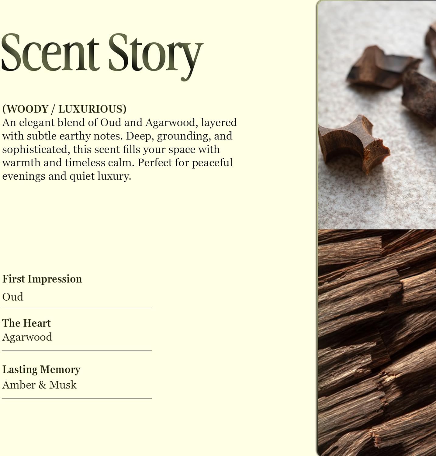 Scented Luxury Candles in Handmade Ceramic Jars, Soy Wax | Woody Wood β Oud & Agarwood, Large Candle | Non Toxic, 2 Wicks, Reusable Big Olive Green Jar | Natural Spring Aromatherapy for Women & Men