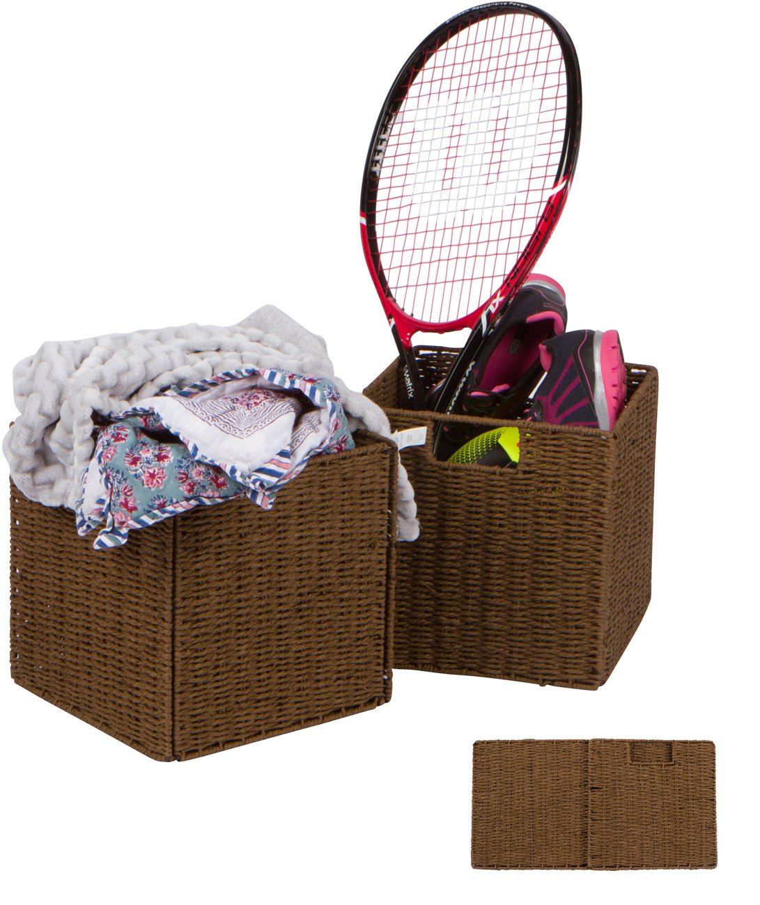 Trademark Innovations 10.5" Woven Storage Cube Basket Bin with Iron Wire Frame - Set of 2