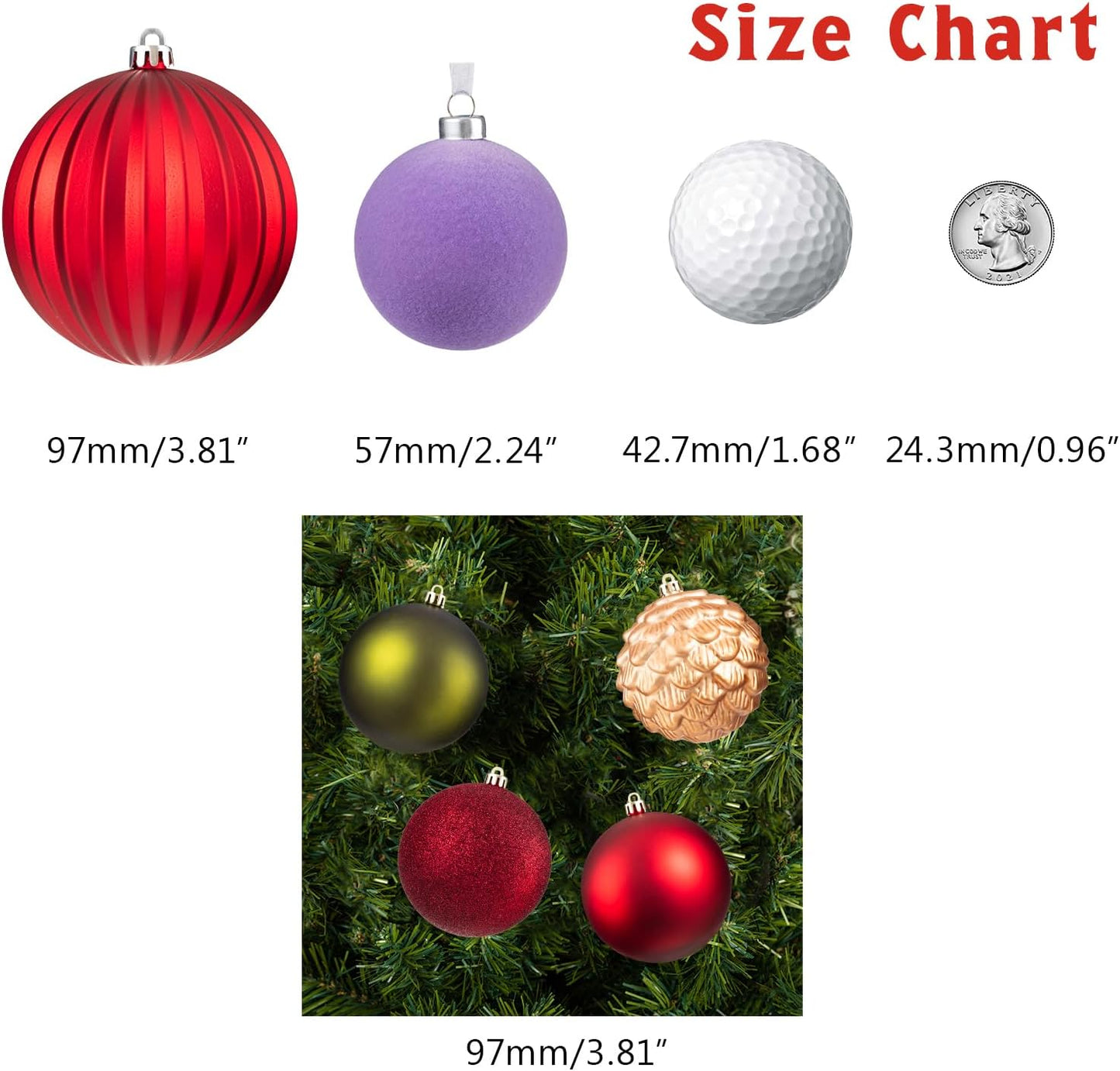 Every Day is Christmas 20ct Shatterproof Christmas Ornaments, 3.6" Plastic Christmas Balls Decoration