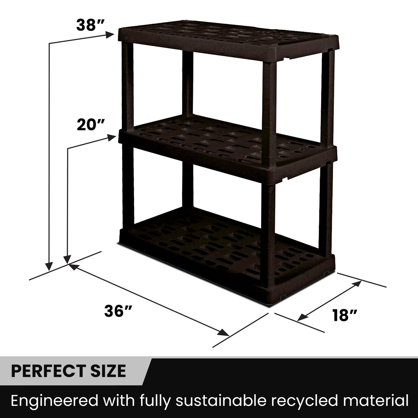 Oskar Heavy Duty Plastic Storage Shelves- for Garage, Kitchen, Bathroom Basement Kids Room