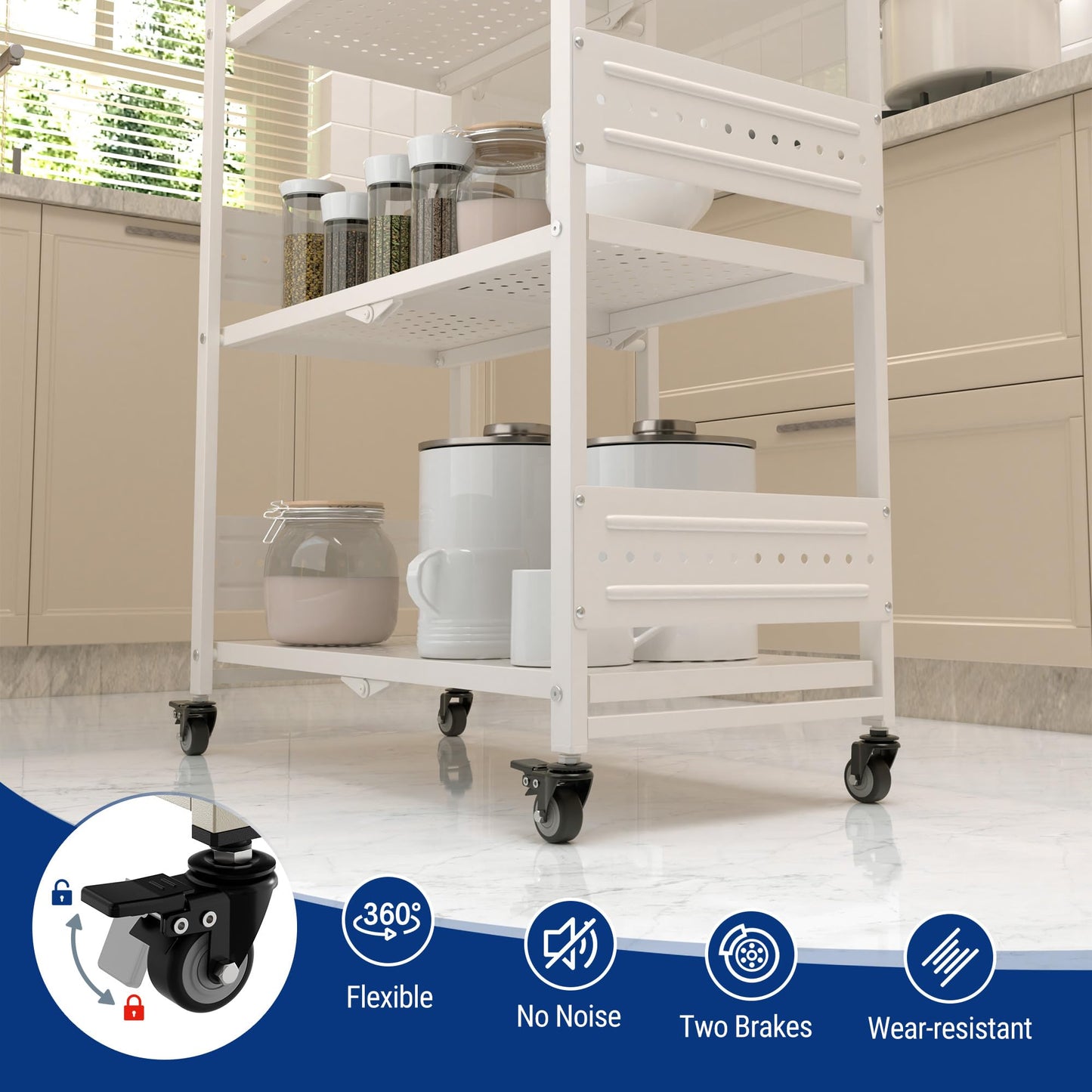 WORKPRO 5-Tier Folding Shelf, No-Assembly Metal Storage Rack with Wheels, 750 lbs Capacity (with