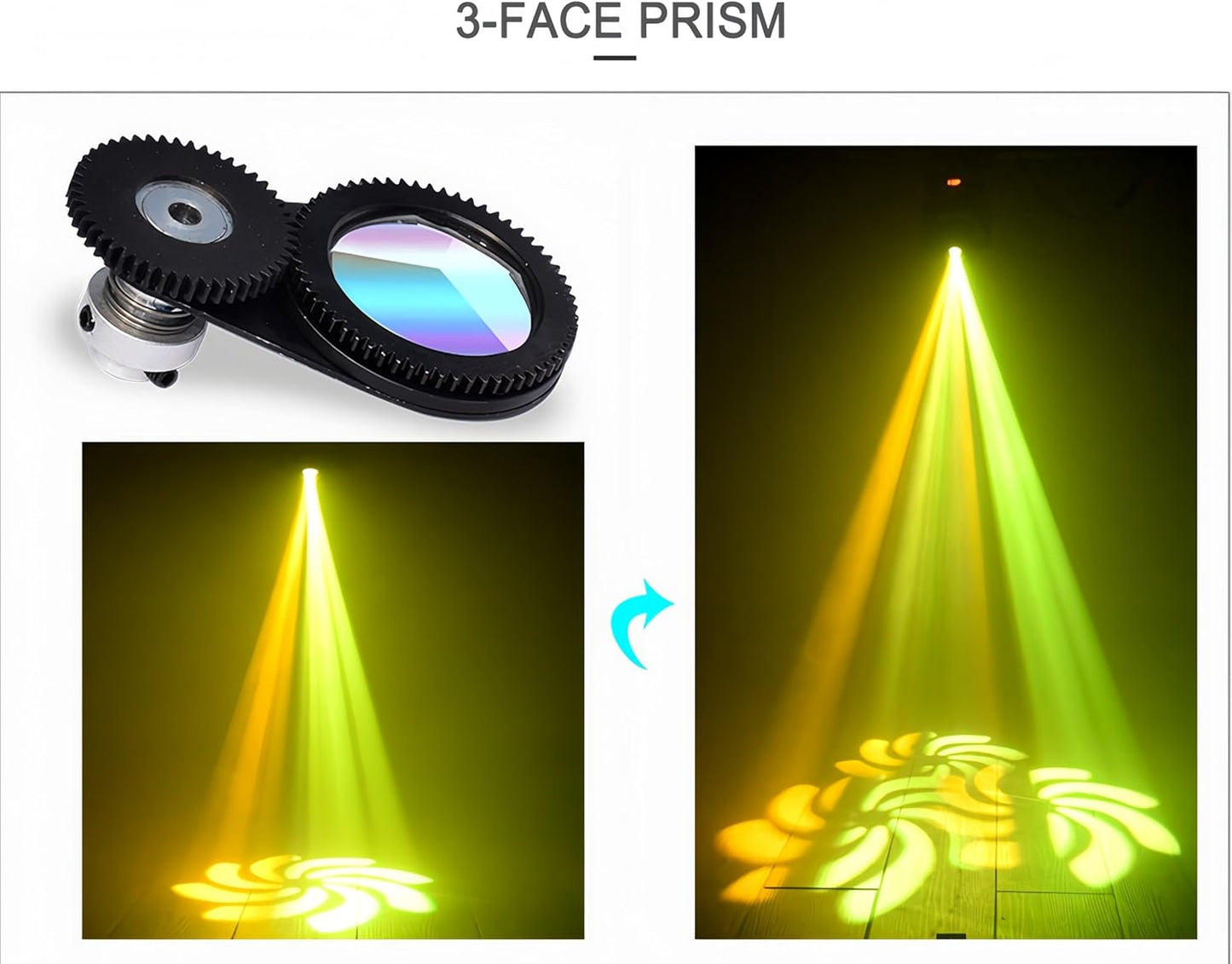 DJCLUB Stage Lights LED Mini Moving Head DJ Light Lyre Projection 60W DJ Spot Lights with 7 Colors 8 Gobos Spotlight DMX 512 with Sound Activated for Disco Home Party Wedding Nightclub
