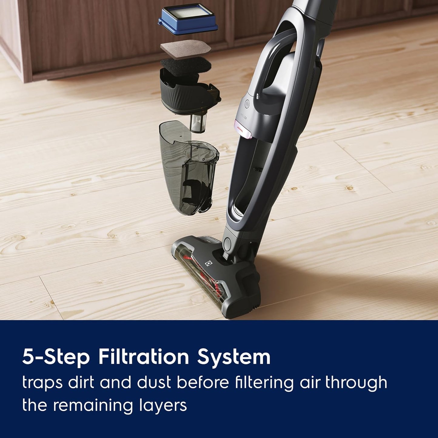 Electrolux WellQ7 Pet Cordless 2-in-1 Vacuum Cleaner with Motorized PetPro+ Nozzle for Easy Pet Hair Removal, 50-Minute Run Time, 2 Power Modes, Shale Gray