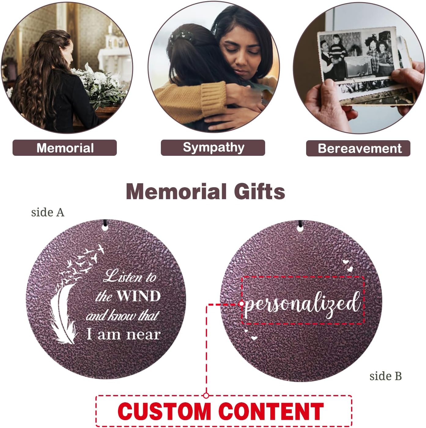 ASTARIN 36" Large Deep Tone Personalized Sympathy Wind Chimes, Memorial Wind Chime for Loss of Mother Father Loved One, Angel's Feather Bereavement Gifts Decor Outdoor Patio Garden(Produced in USA)