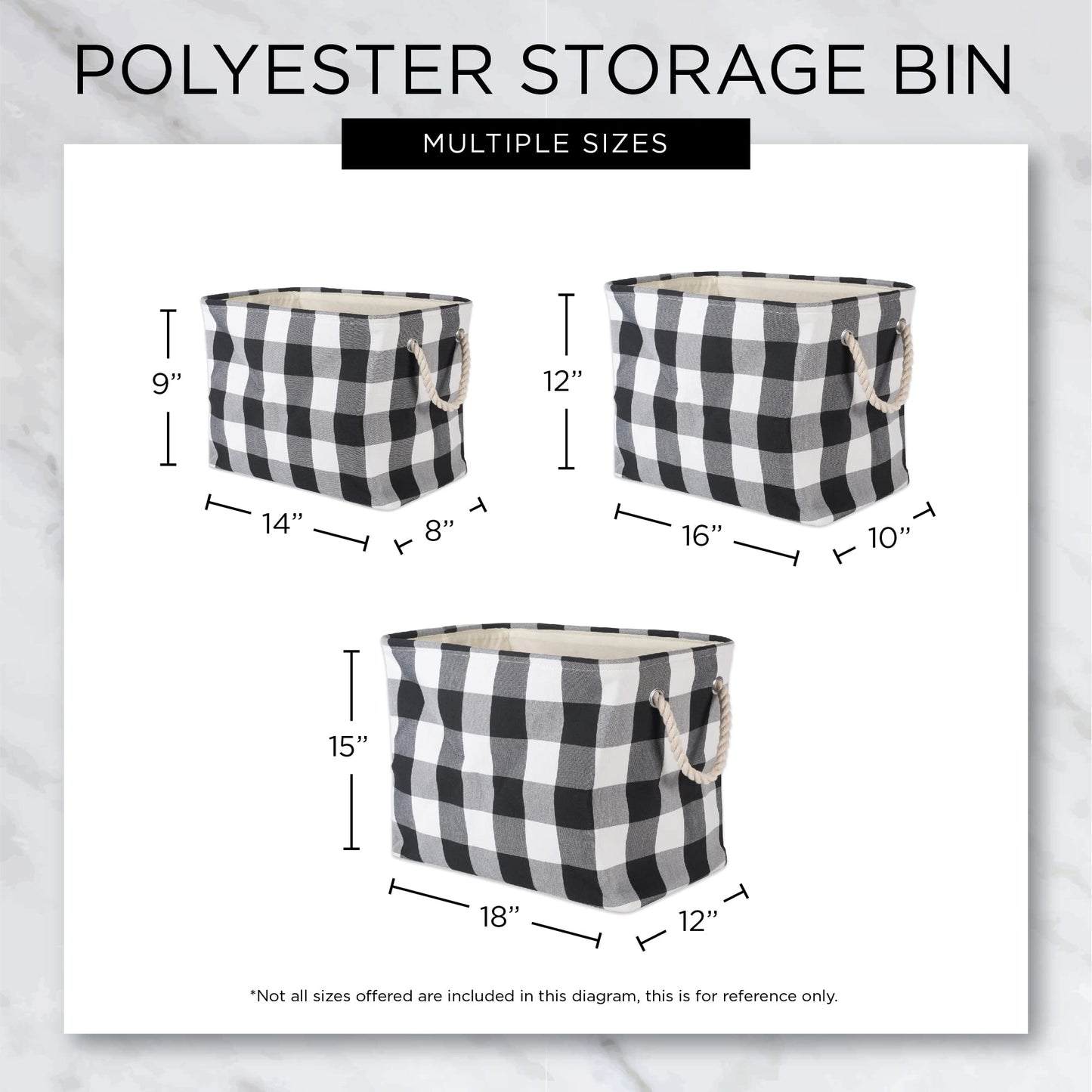 DII Collapsible Polyester Storage Bin, Variegated, Cream, Large