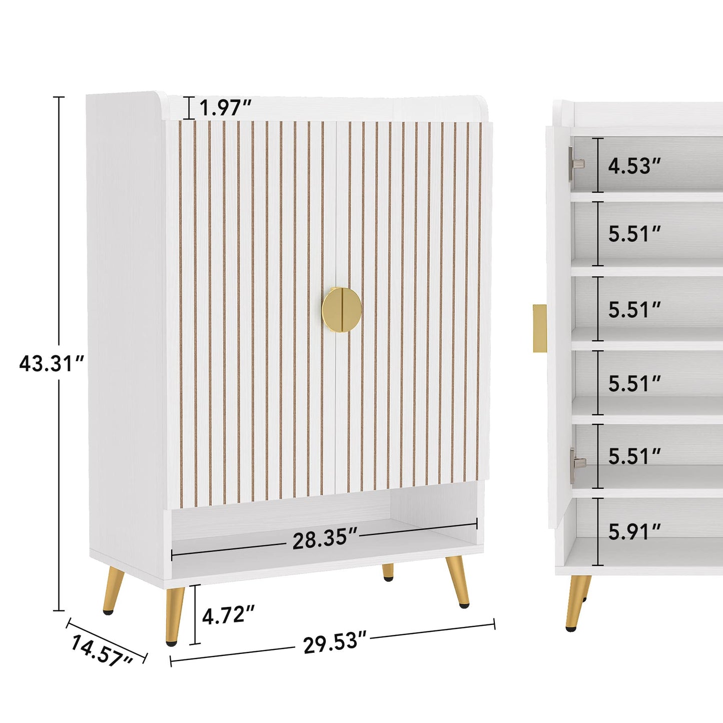 Tribesigns Shoe Cabinet with Doors, 6-Tier Shoe Storage for Entryway