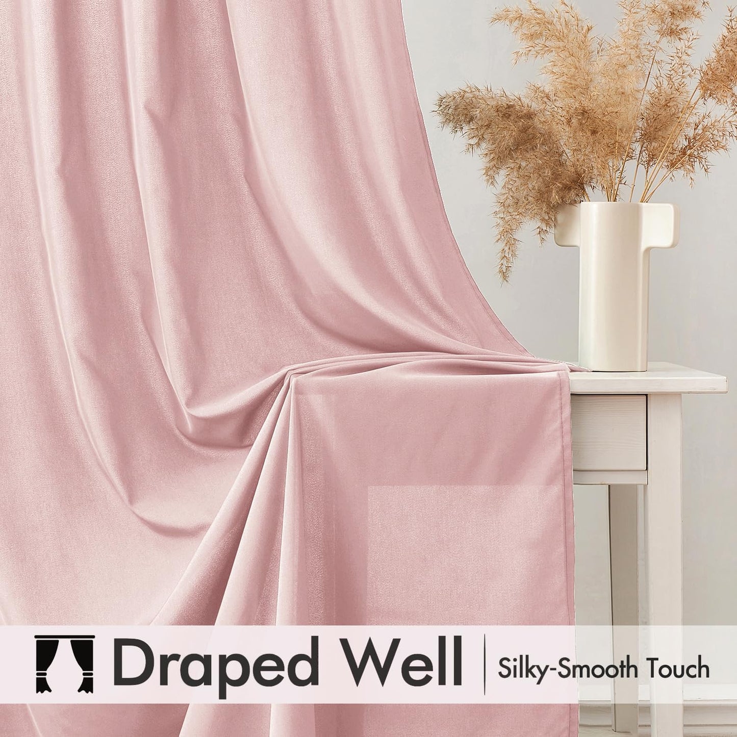 MIULEE Baby Pink Privacy Sheer Curtains That Let Light in 72 Inches Long Non-See-Through Semi Sheer Curtain Light Filtering Window Curtains Drapes for Living Room Bedroom 2 Panels Set 42 X 72