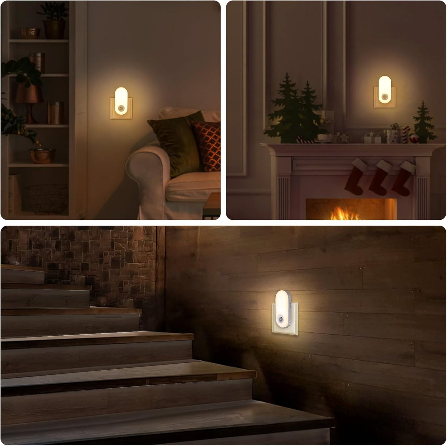 Dawnrise Night Lights Plug into Wall, Motion Sensor Night Light Plug in Indoor, 38 LED Dimmable 100LM or 10LM and 2 Color Temperature Lights for Bedroom, Stairs, Kitchen, Hallway, Utility Room 2PK