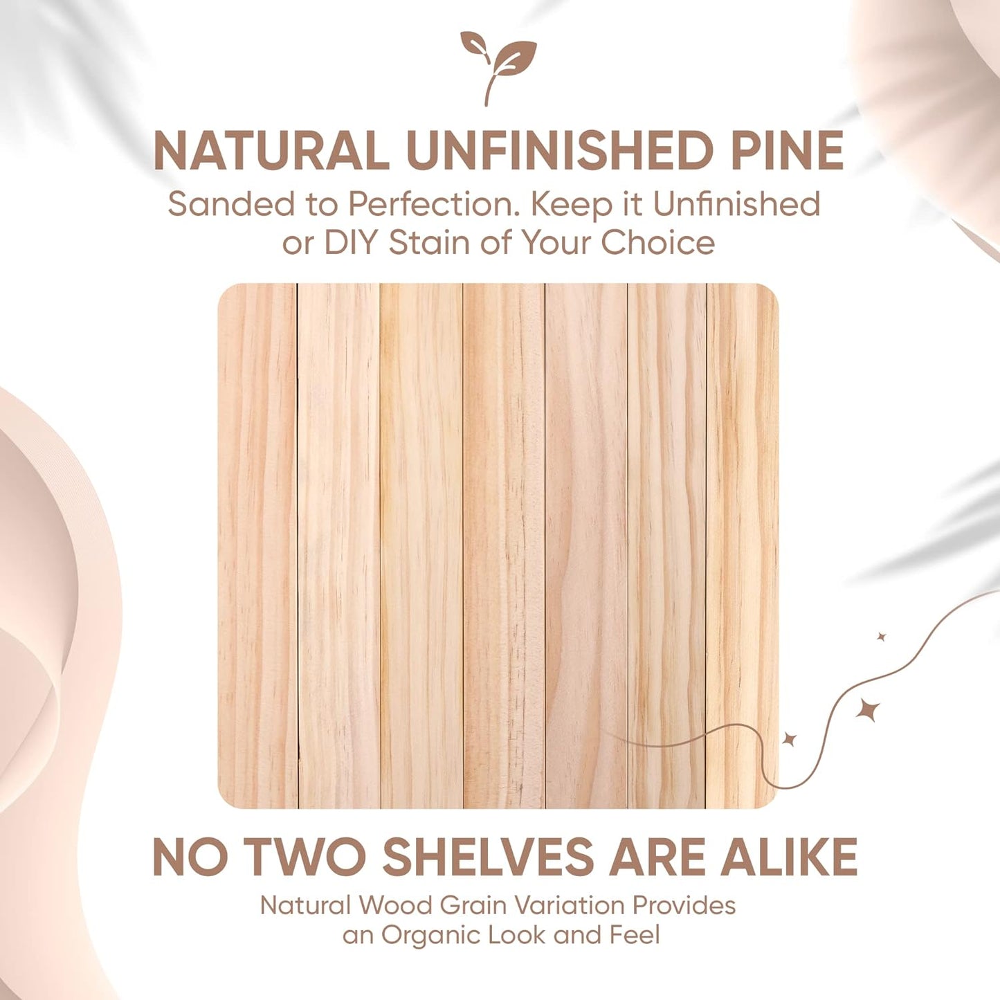 Homeforia 18 inch Wood Floating Shelves, High End Solid Natural Wood 18inch Floating Shelf for Wall Mounted, Unfinished Wooden 18in Floating Shelves, Heavy Duty Bracket, 18 X 6.5 X 1.75 inch, Set of 3