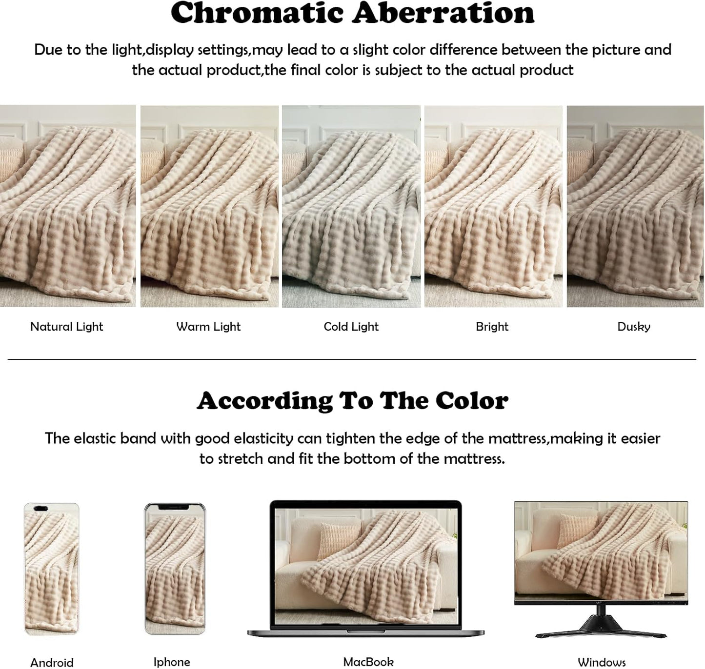 NEWCOSPLAY Faux Fur Twin Blanket Linen Bubble Blanket Thick Warm Soft for Couch Sofa Bed 550GSM (Linen, Twin(60"x80"))