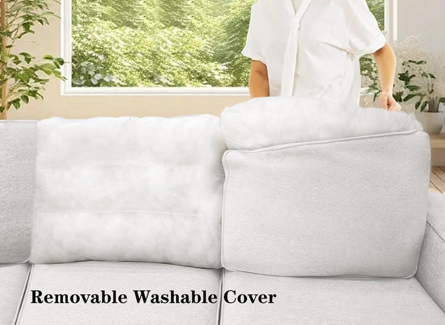L Lengend Vansen Modular Sectional Sofa U Shaped Couch with Ottoman Modern Reversible Corner Sectional Couch for Living Room (Cream, U Shaped Sofa-4)