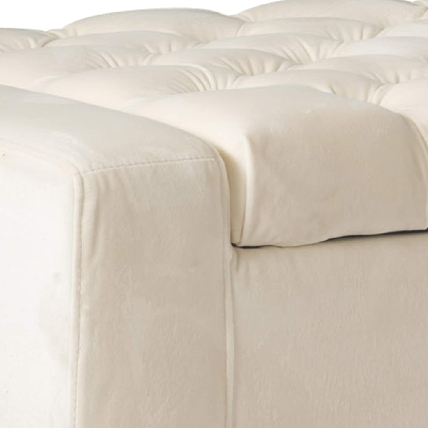 Christopher Knight Home Hikaru Velvet Storage Ottoman, Ivory 19.75”D x 50.00”W x 17.48”H