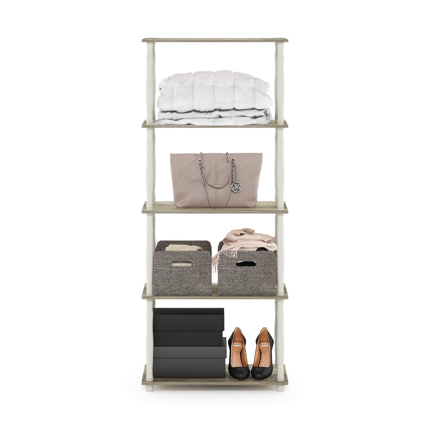 Furinno Turn-N-Tube 5-Tier Multipurpose Shelf / Display Rack / Storage Shelf / Bookshelf, Classic