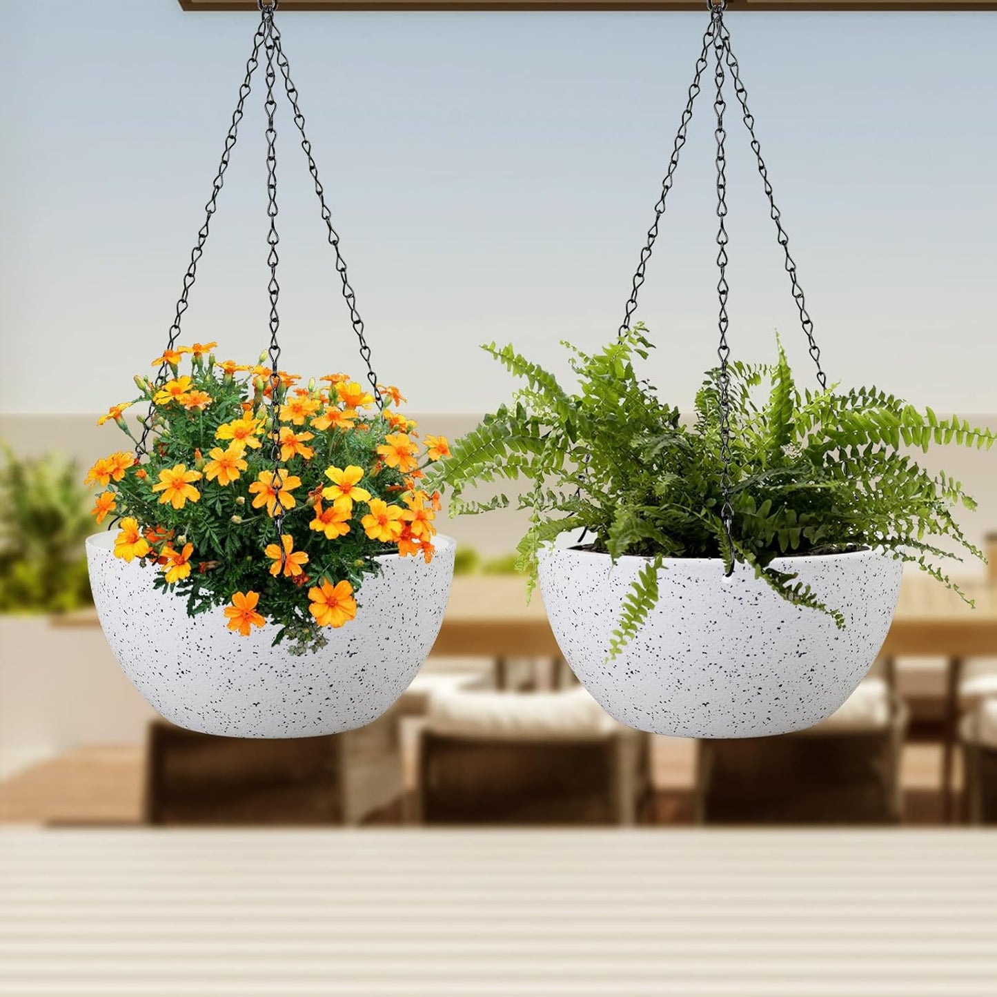 12 inch Large Hanging Planters for Indoor Outdoor Plants, 2 Pack Hanging Flower Pots with Drainage