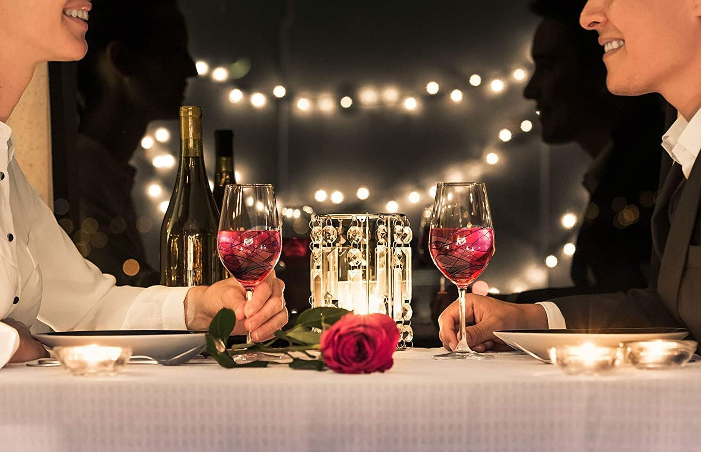 Bezrat Wine Glasses Hand Painted - Set of 2 - Women Wine Gift - Wine Lover Glass - Beautiful Glassware Gifts Ideas for Women Inspired by 'Duomo di Milano' Mothers Day - 12 oz (Gold)