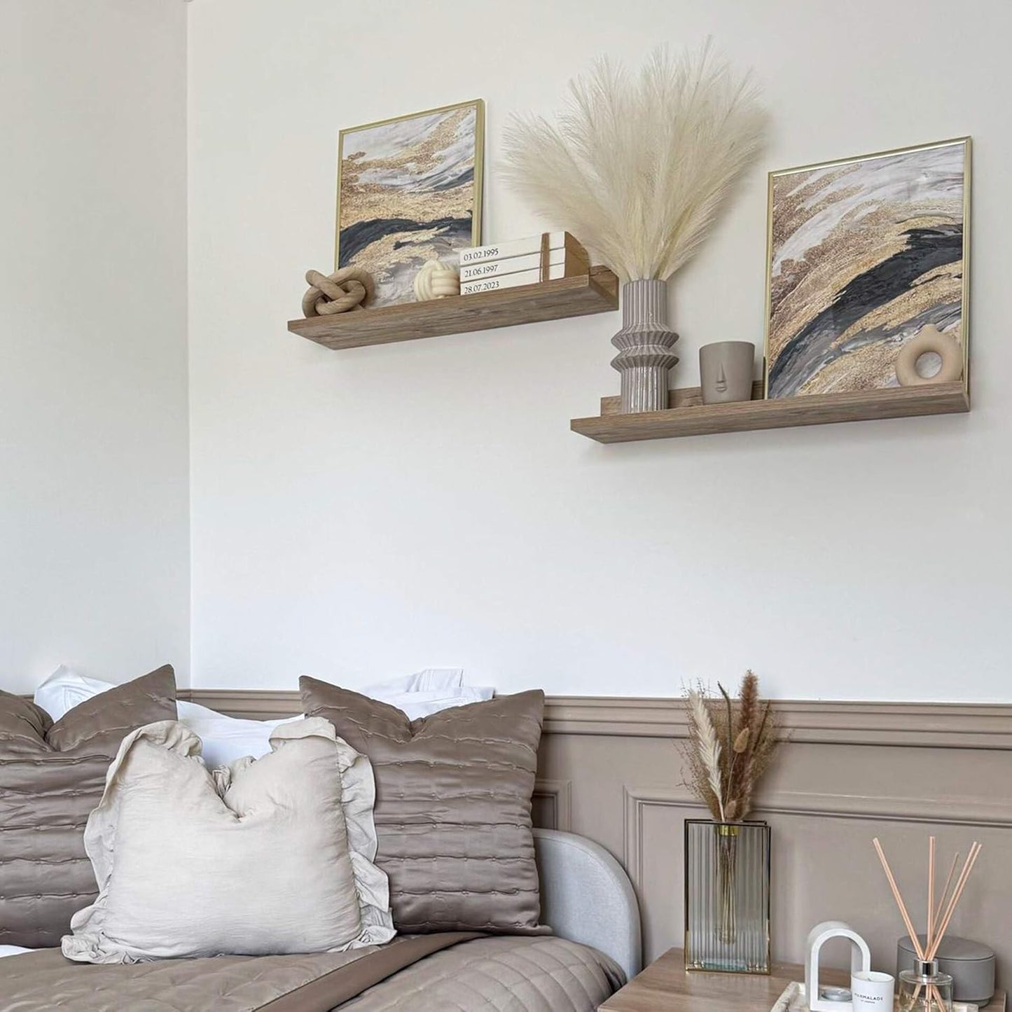 Mobili Fiver, Set of 2 Rachele Shelves, 31.49 in, Oak, Made in Italy