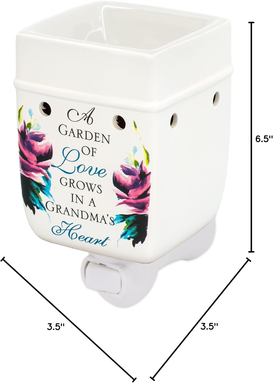 Elanze Designs Grandma Garden of Love Ceramic Stoneware Electric Plug-in Outlet Wax Oil Warmer