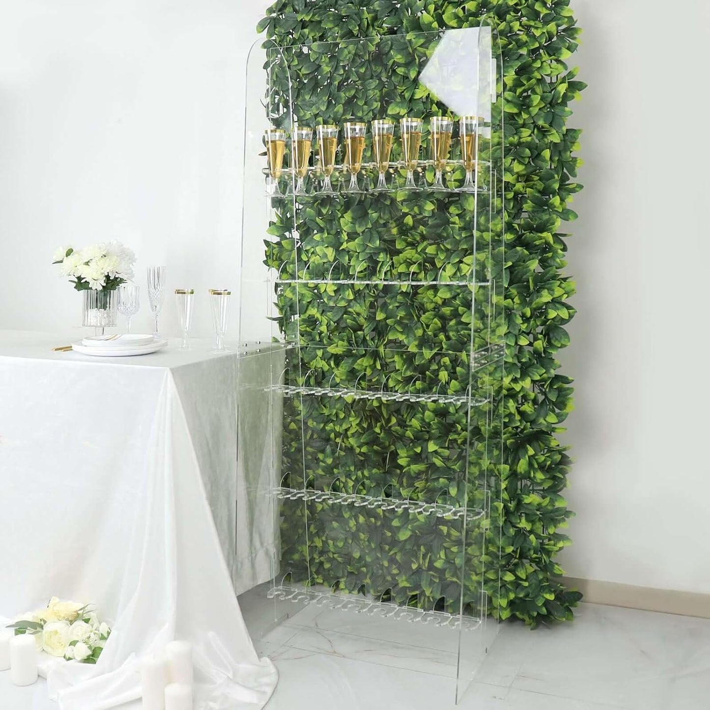 Tableclothsfactory 5ft Clear Acrylic 5-Tier Wine Glass Stemware Rack, Champagne Flute Holder Wall Stand