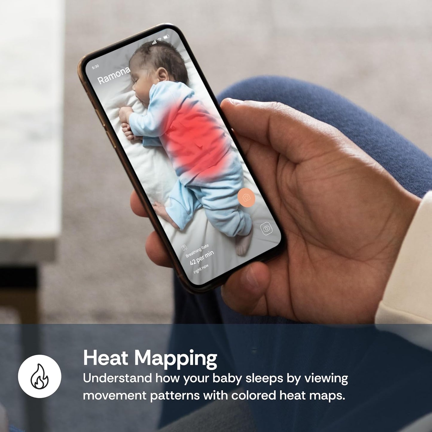 Luna 2.4GHz WiFi Baby Camera Monitor & Floor Stand, Sensor-Free Infant Breathing Monitor, Smart AI Monitoring, Sleep Tracker, Crying Detection, Night Vision, 2-Way Audio, Newborn Essentials