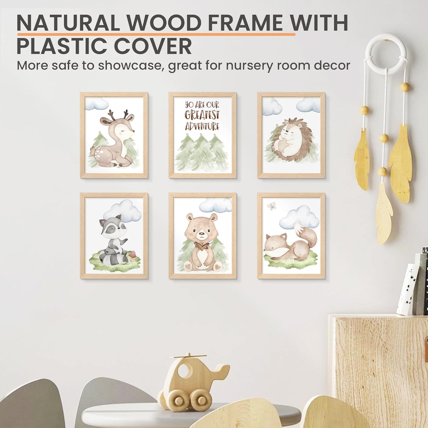 upsimples 8.5 by 11 Picture Frame, Natural Solid Wood Picture Frames, Display 6x8 with Mat or 8.5 x 11 Without, Wall or Tabletop, 1 Pack, Natural