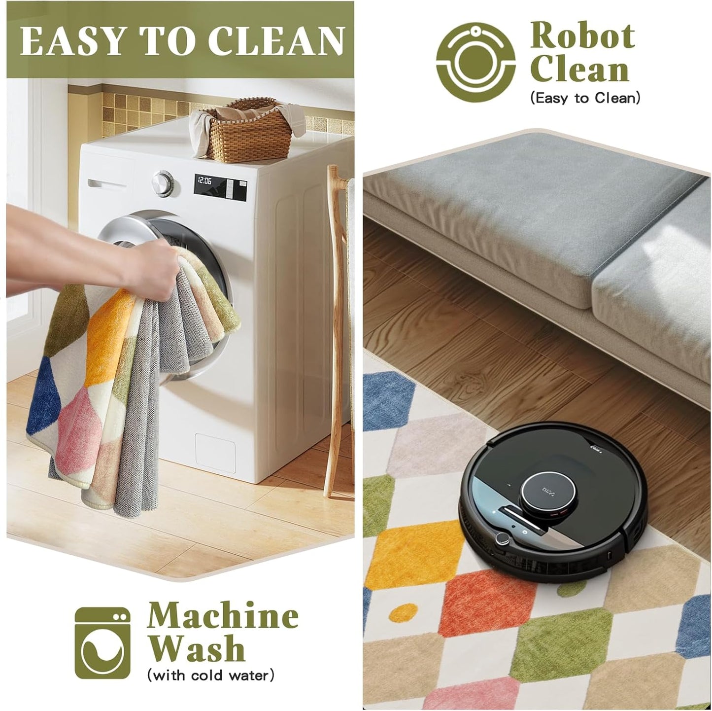 jinchan Kids Rug for Nursery 6ft Radius Corner Washable Area Rug Modern Colorful Quarter Circle Rug Soft Non-Slip Carpet for Bedroom Playroom Daycare Reading Nook Kitchen Classroom Circus on Cream