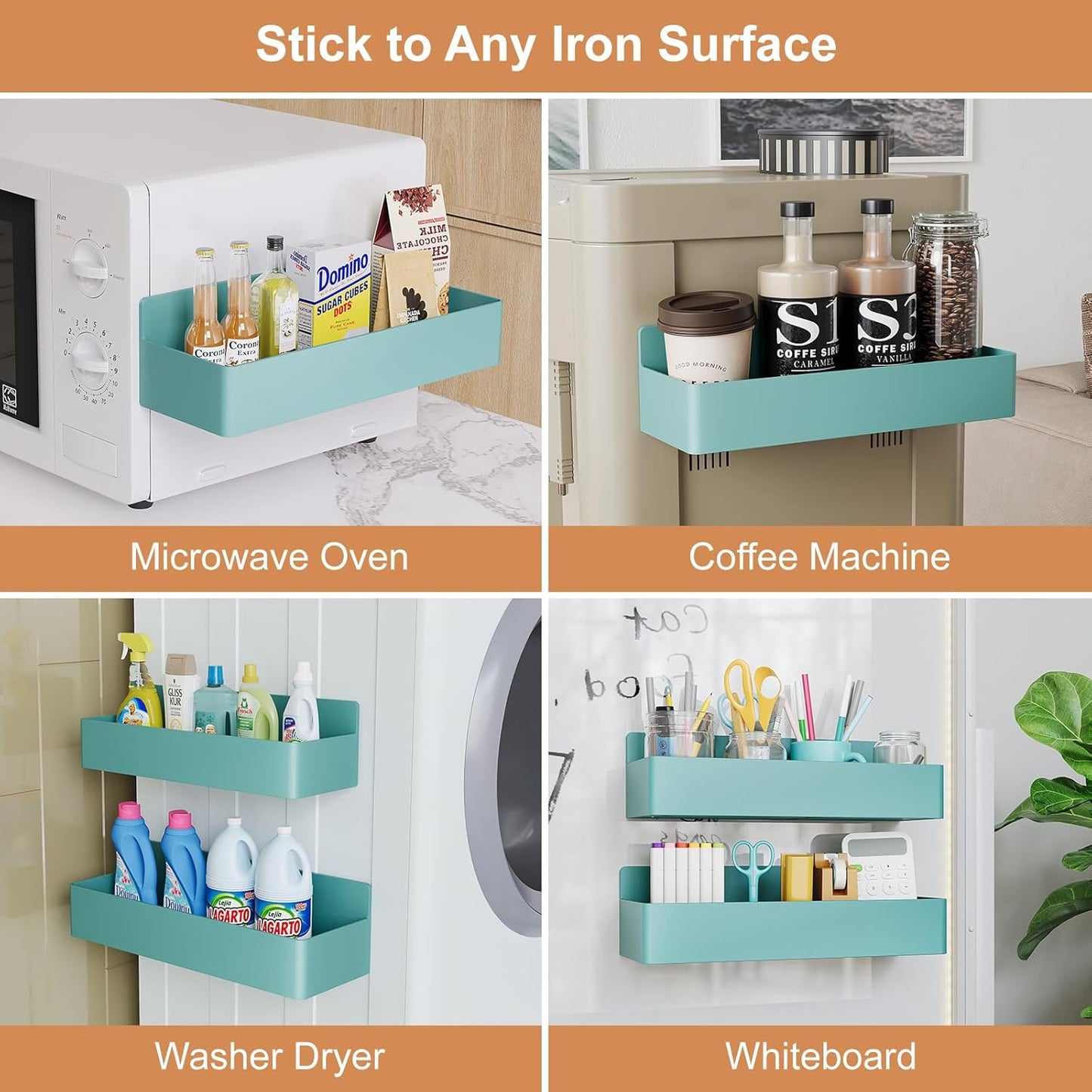 Magnetic Spice Rack for Refrigerator, Kitchen Organizer and Storage Shelf, Blue(2 Pack)