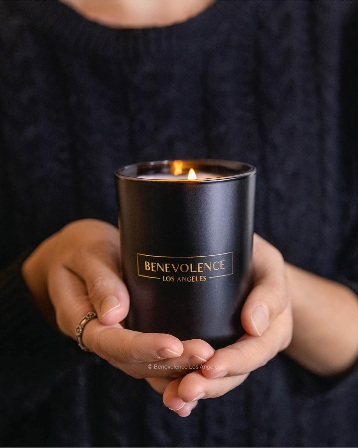 Benevolence LA Clearance Candles Rose & Sandalwood Scented Candle | Soy Candles, Black Candle for Home | Gifts for Women and Men | Home Fragrance | Aromatherapy | 6oz