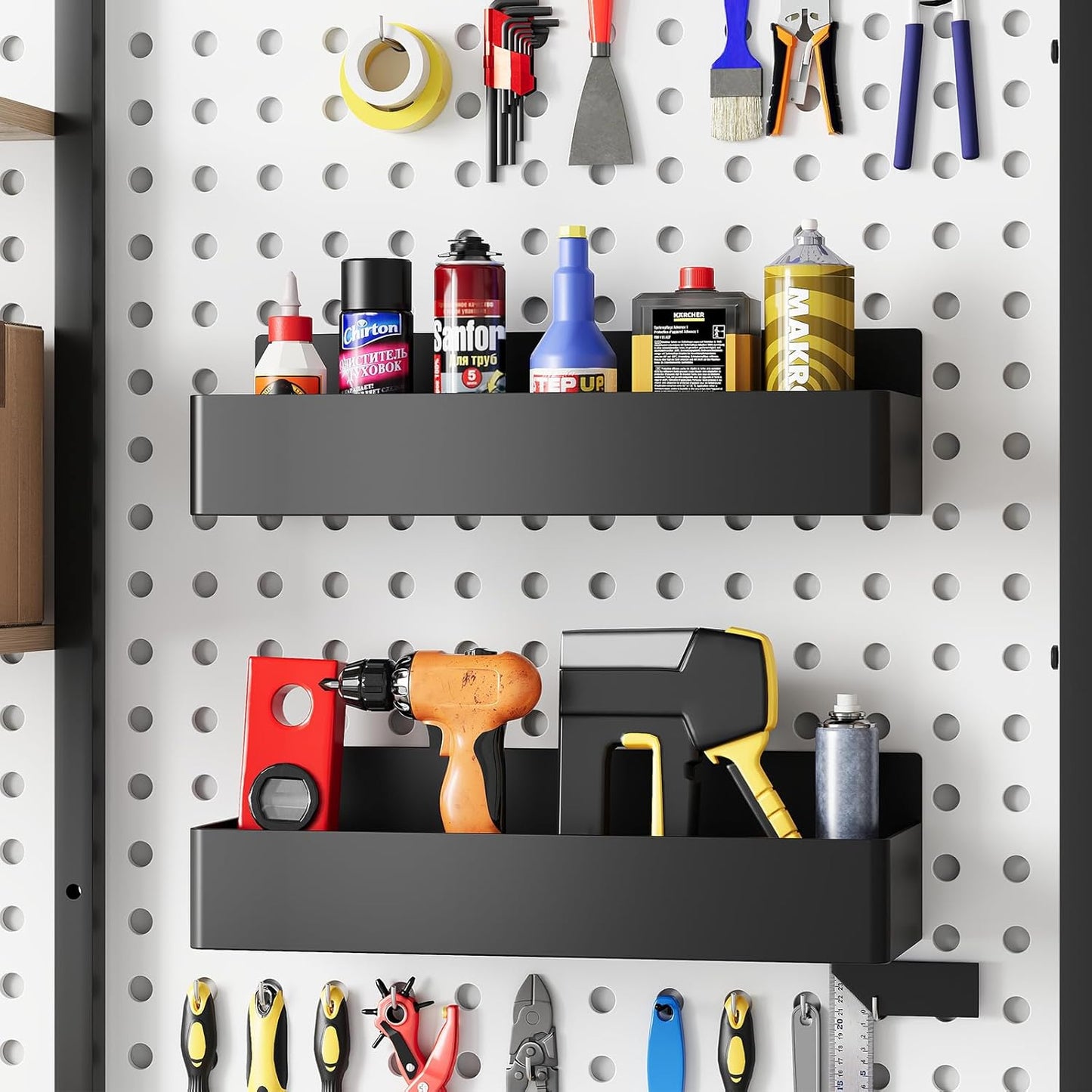 Magnetic Spice Rack for Refrigerator, Kitchen Organizer and Storage Shelf, Black (6 Pack)…