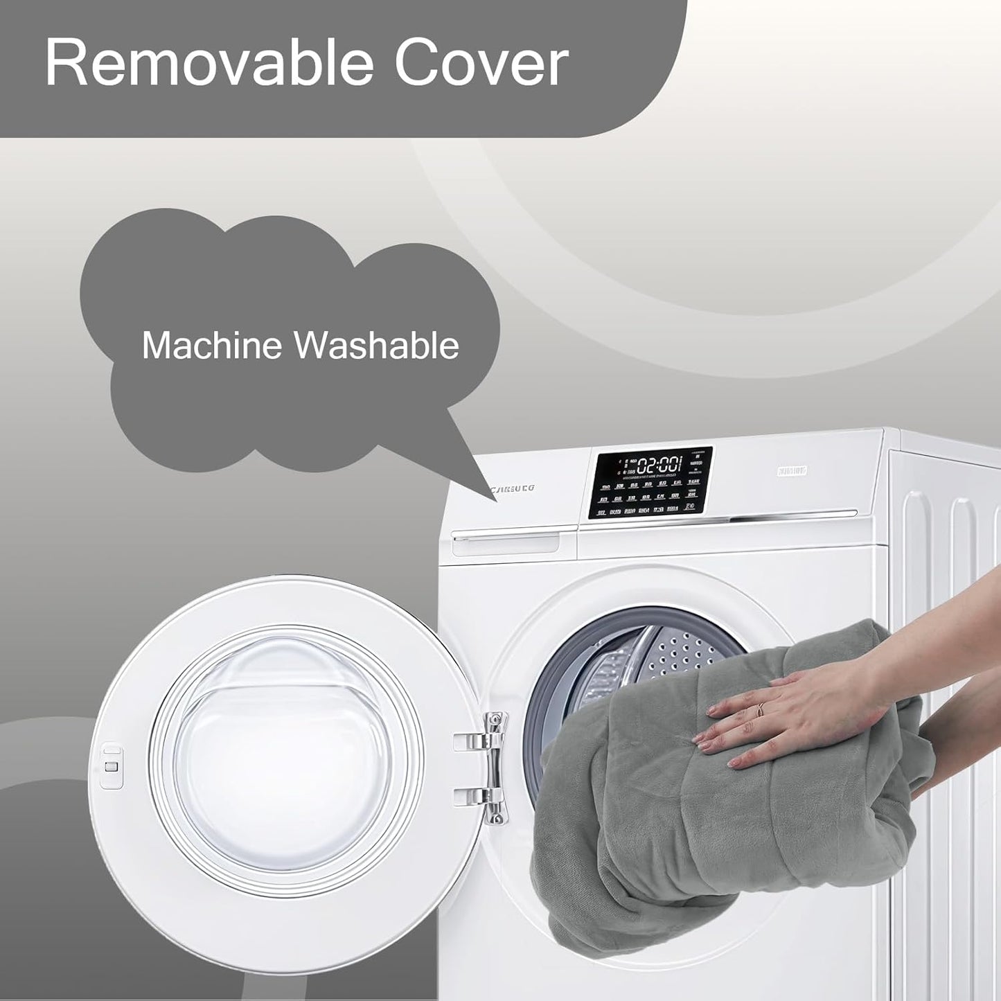 MeMoreCool Square Stuffed Pouf Ottoman Foot Rest, Floor Pouf Foot Stool with Foam Chunk Filling, Soft Stuffed Ottoman Footrest for Living Room, Light Grey