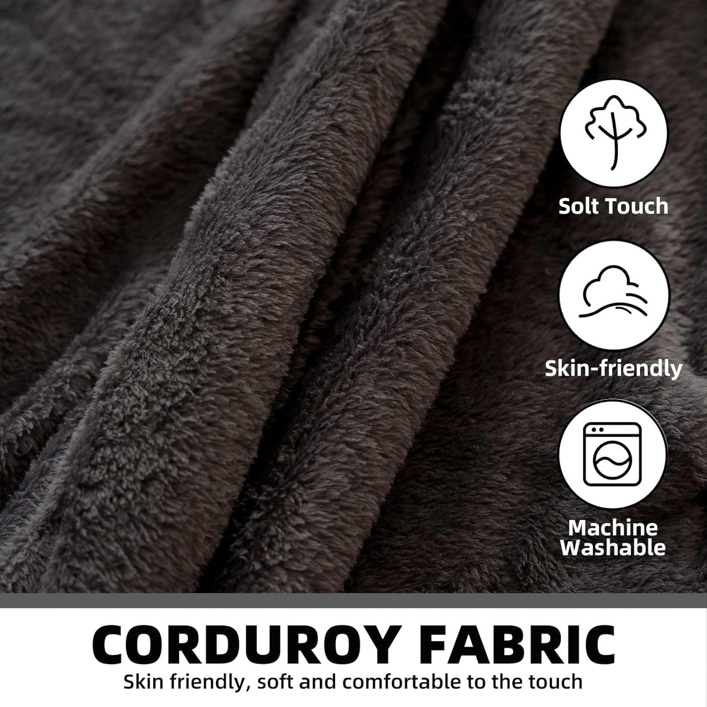 5FT,Big Bean Bag Chairs for Adults,Large beanbag with Filler Included,Memory Foam Material,Easy to Clean and Washable Corduroy Fabric,Suitable for Living Room and Bedroom (Black, 5 Foot)