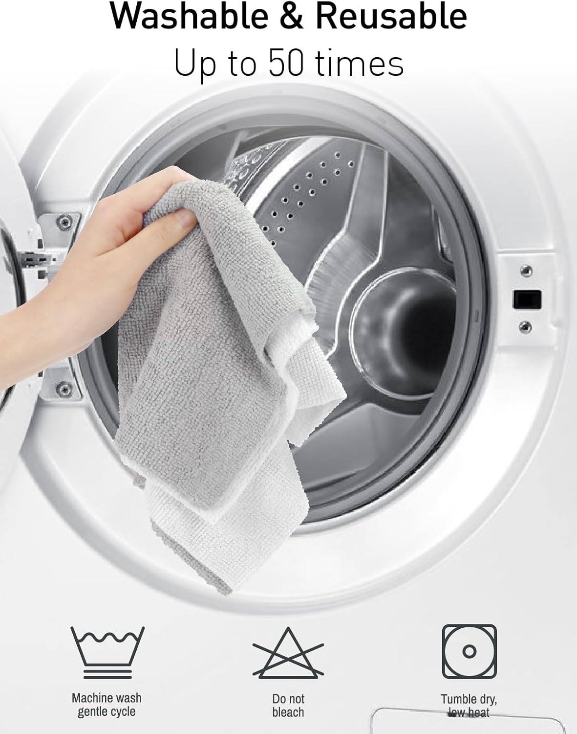 Fantasticlean Microfiber Cleaning Cloth Roll -75 Pack, Tear Away Microfiber Towels, 12" x 12", Reusable, Washable, Scratch Free, Ultra Absorbent Dish Rags for Car, Home, Garage or Shop (White)