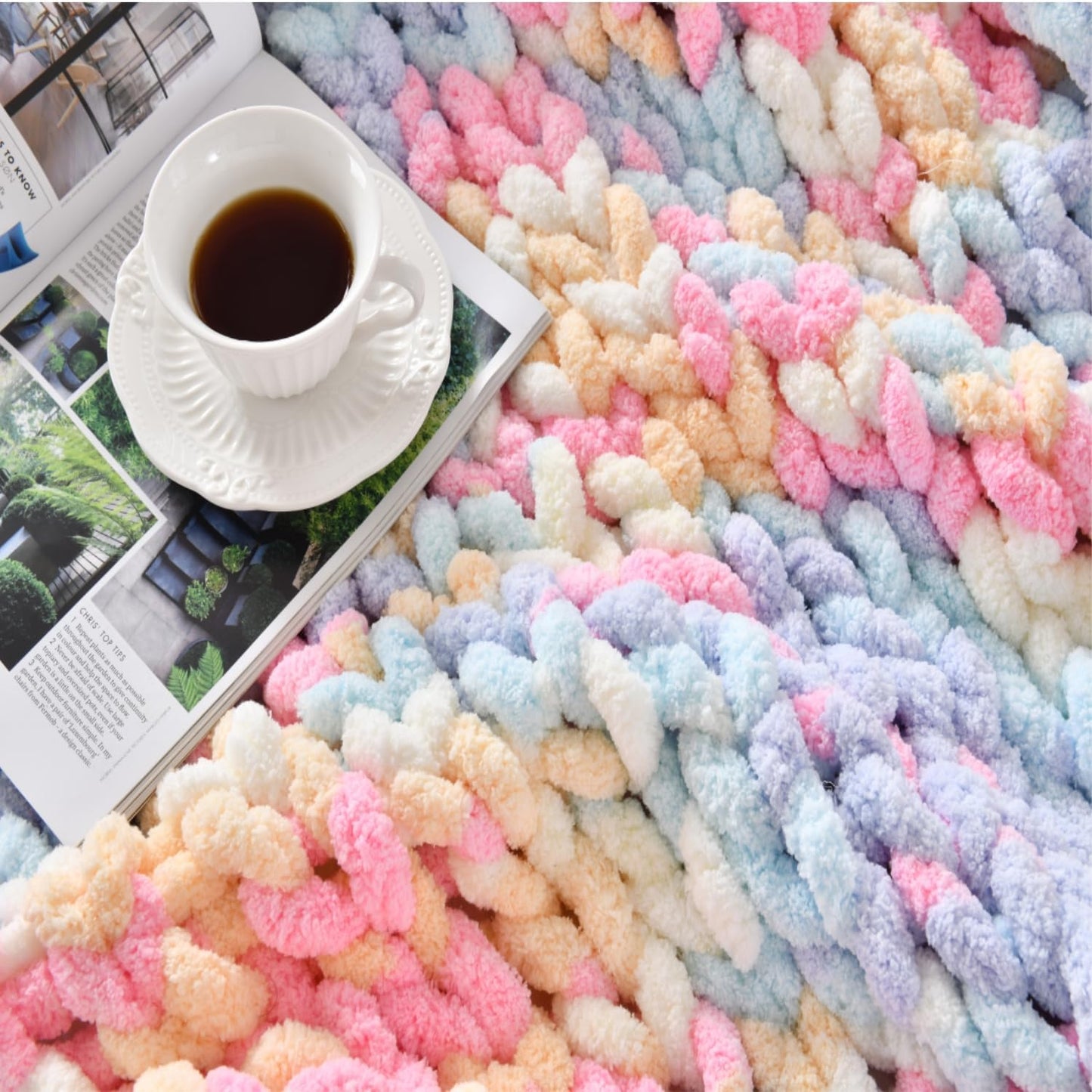 Ultra Soft Chunky Knit Blanket Throw -50x60 Hand Knitted Warm Chenille Throw Blanket, Home Decor Soft Thick Yarn Cable Knit Blanket Breathable Fleece Banket Christmas for Couch Bed Sofa Best GIF