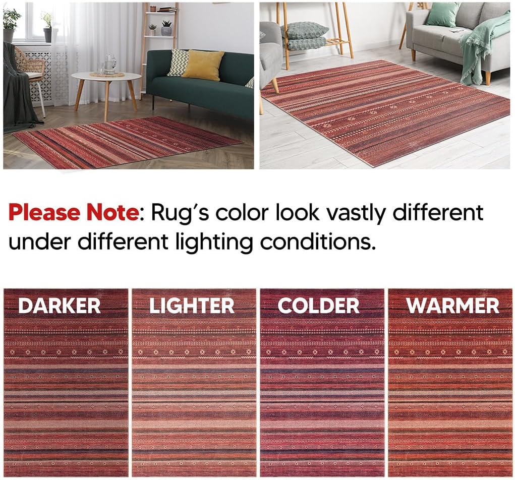 Keen Home Design 2x12 Rug - Machine Washable Runner with Non-Slip Backing, Ideal for Hallway, Entryway, Kitchen, Laundry Room - Vintage, Easy Clean, Durable, Low Pile Rug - (2'6" x 12')