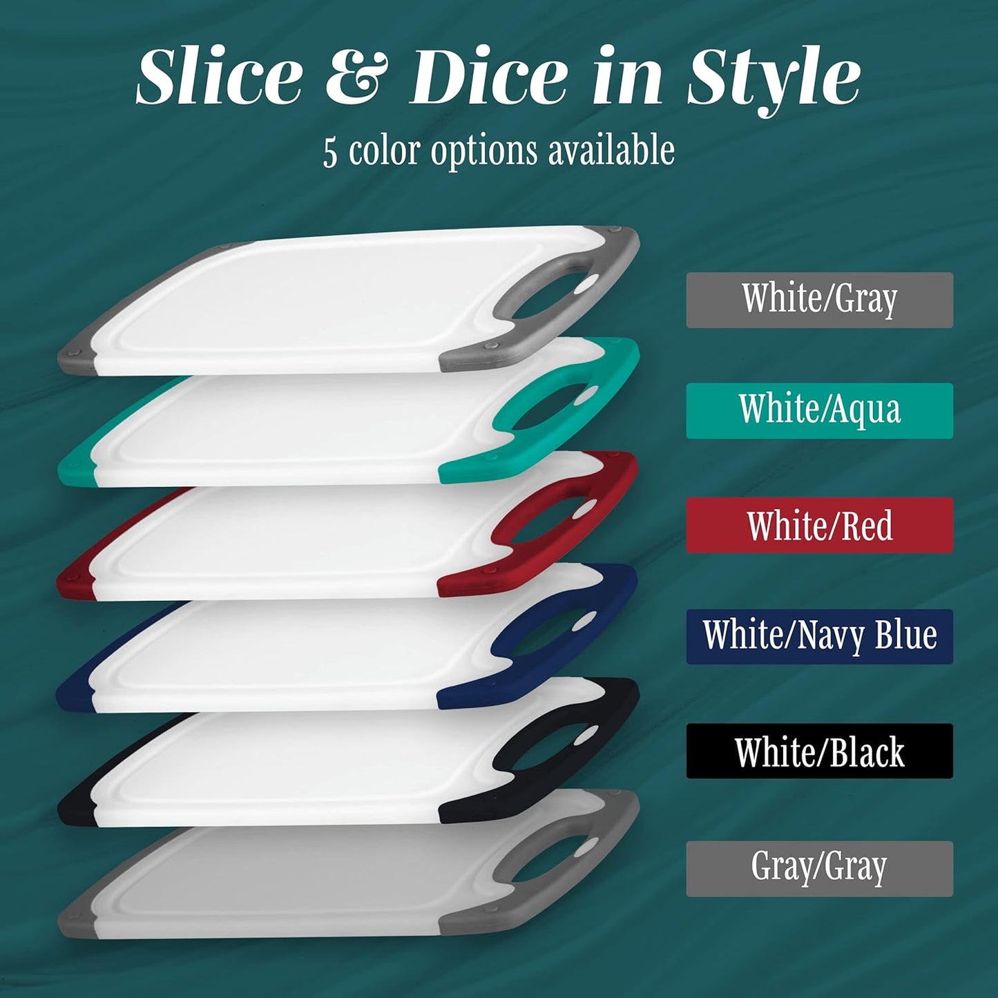 Cutting Boards for Kitchen - BPA-Free Chopping Board - Different Sizes & Non Slip Handles - Reversible, Large Cutting Board Set - Unique Gifts for Cooks Who Have Everything - 3-Pack Navy Blue