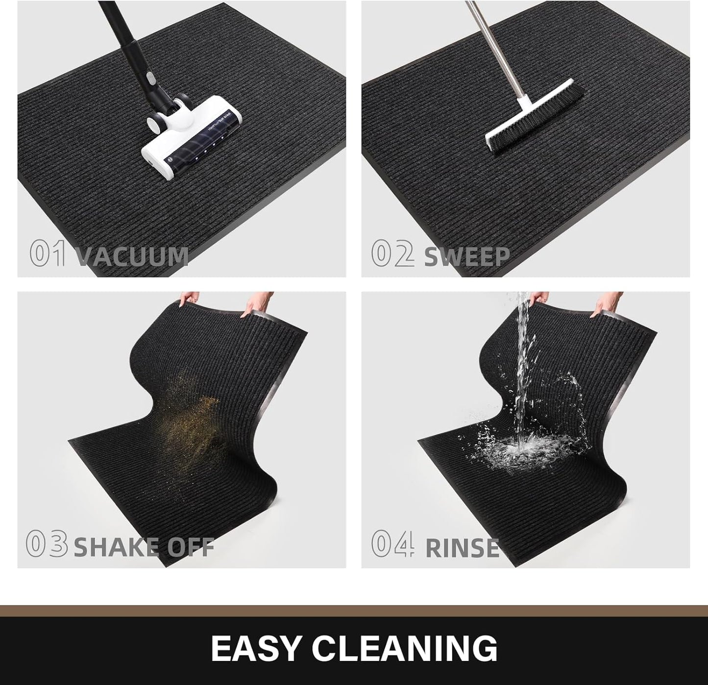 Large Front Door Mat, 48" x 36" Durable Front Doormat, Heavy Duty Large Welcome Door Matt for Home Entrance, No Slip Rubber Low Profile Door Mats for High Traffic Area