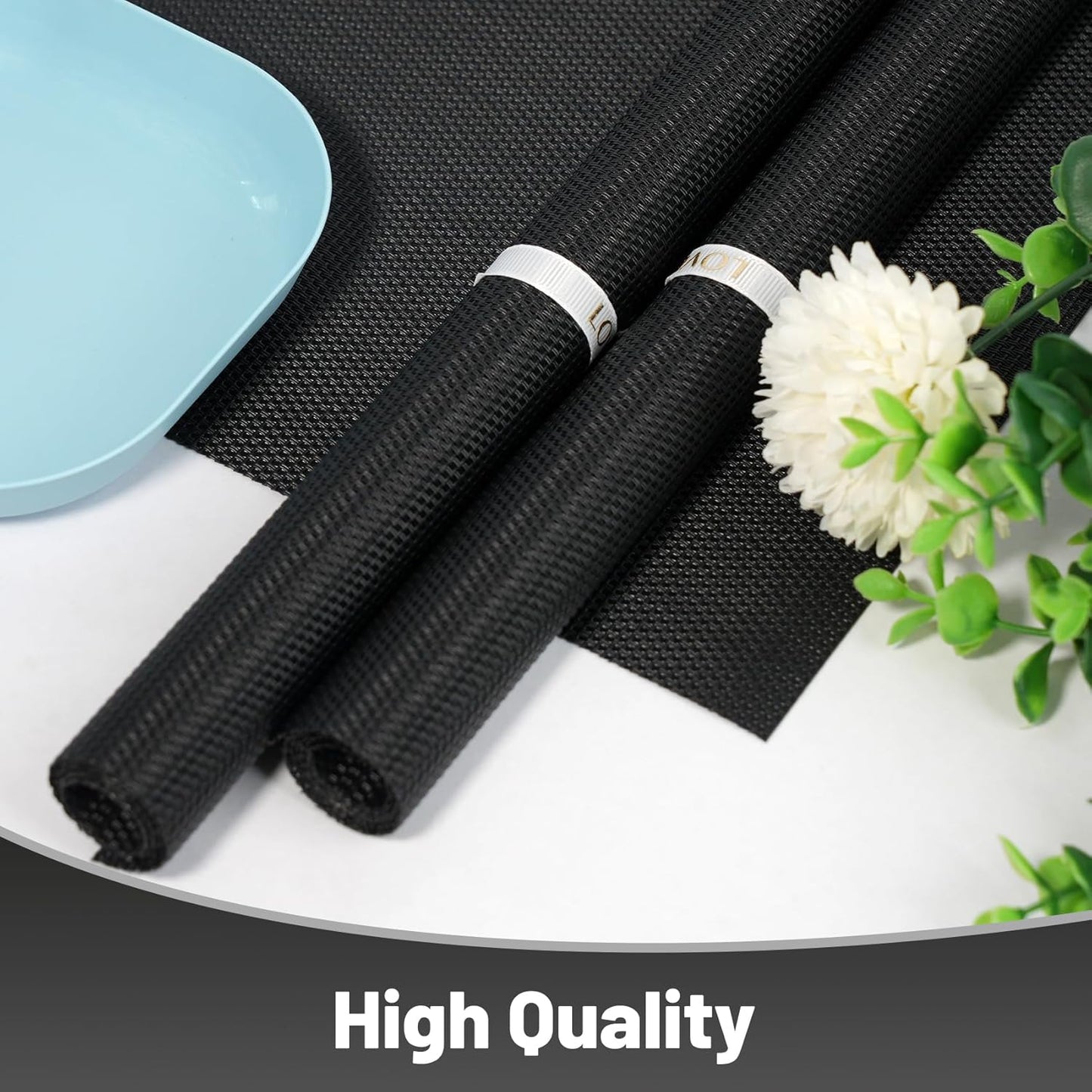 Placemats Set of 8,Non-Slip PVC Weave Table Mats Easy to Clean,Heat Resistant Place Mats for Kitchen Dining Table Decoration Indoor Outdoor,Black