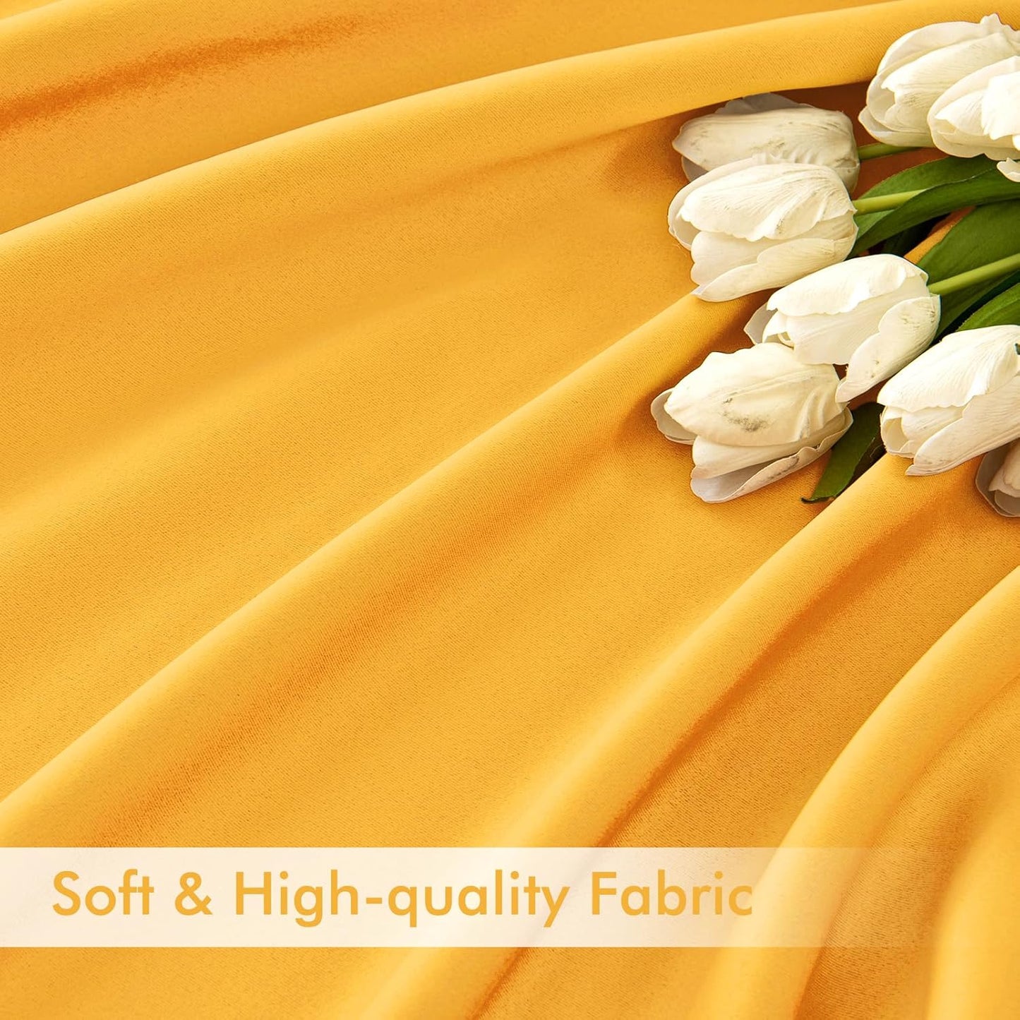 MIULEE Yellow Back Tab Blackout Curtains 108 Inch Long 2 Panels Set for Bedroom, Rod Pocket/Pinch Pleat Extra Long Thermal Insulated Living Room Darkening Pleated Light Blocking Drapes