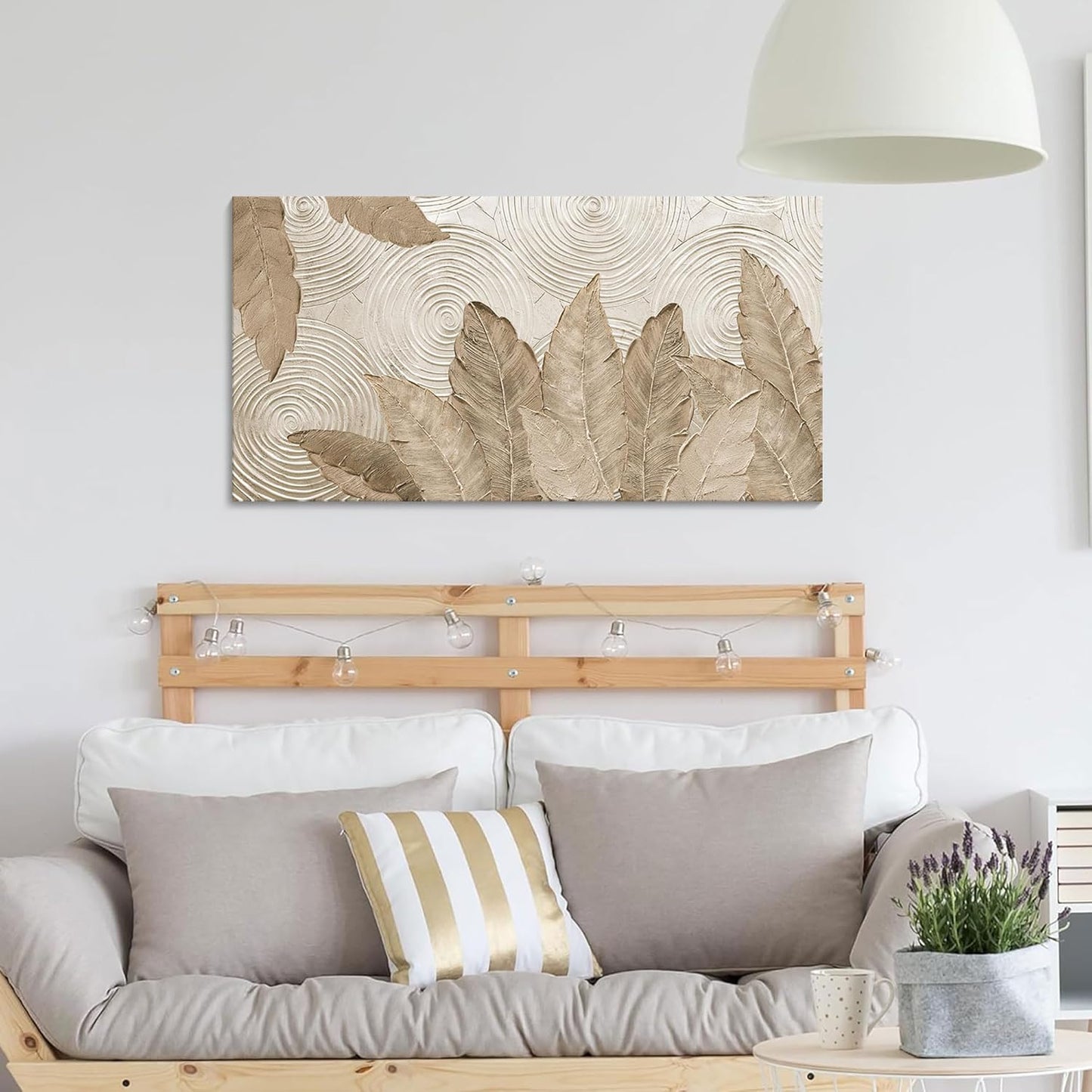 Minimalist & Modern Art for Bedroom Decor Framed Abstract Artwork for Walls Neutral & Contemporary Beige Wall art - Artwork for Living Room and Boho Style Large Abstract Wall Art 20×40IN