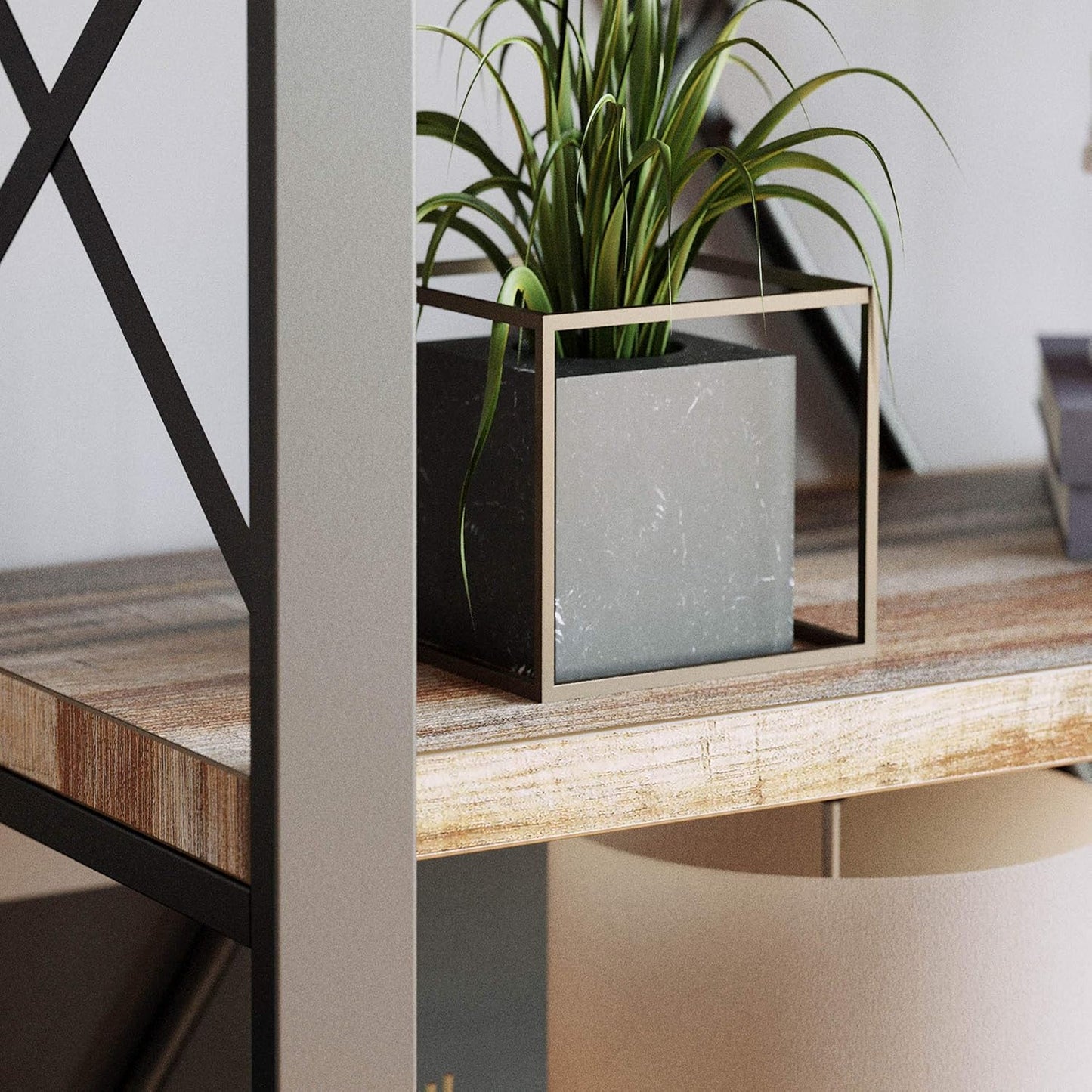 IRONCK Bookshelves Double Wide 6-Tier 76" H, Open Large Bookcase, Industrial Style Shelves for Home Office, Easy Assembly